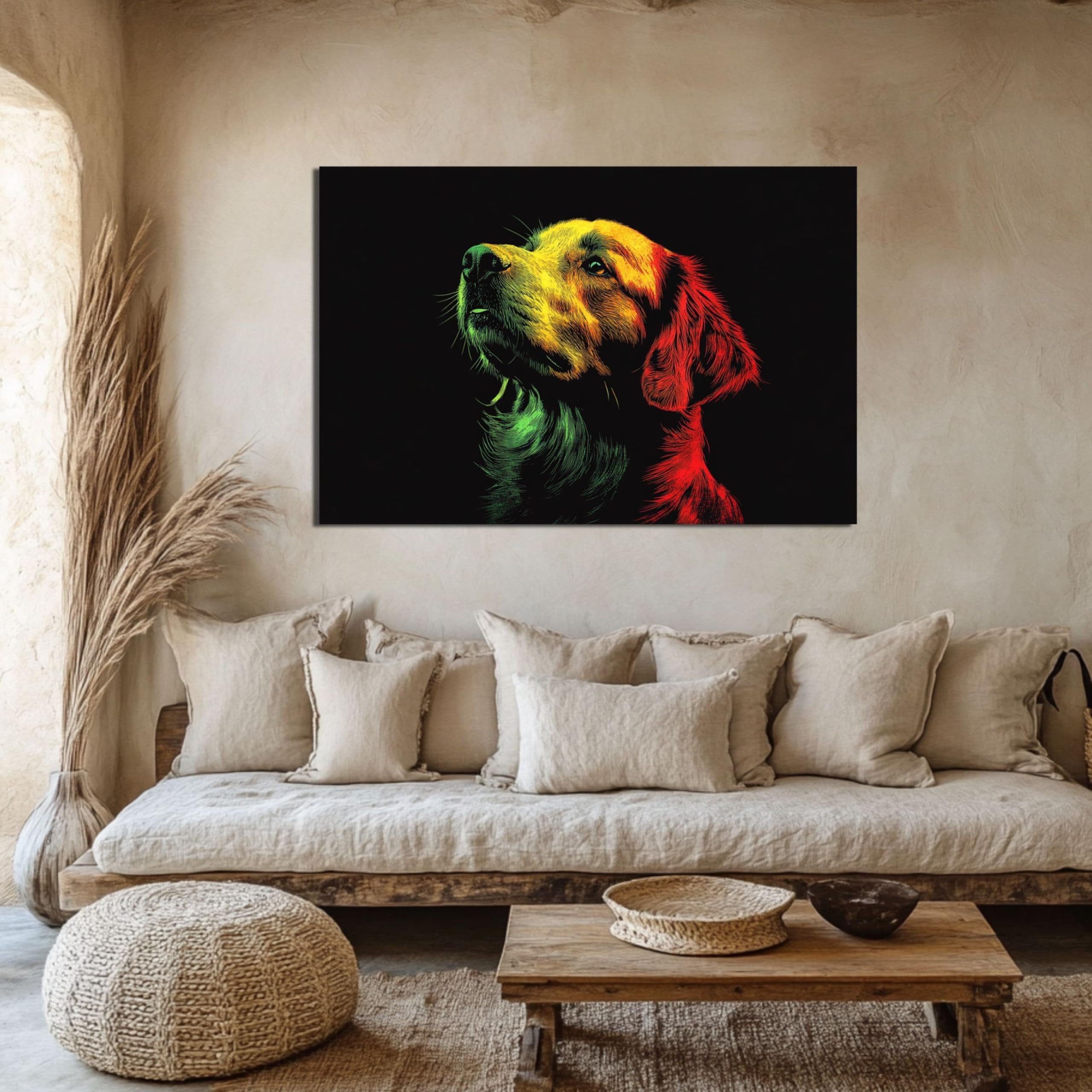 DARO Design Wandbild Hunde Pop Art Wandbilder Wand Deko Bilder Modern Leinwandbild, (Golden Retriever - Bild klein Wohnzimmer Schlafzimmer Büro Flur Esszimmer E – Bild 2 von 5