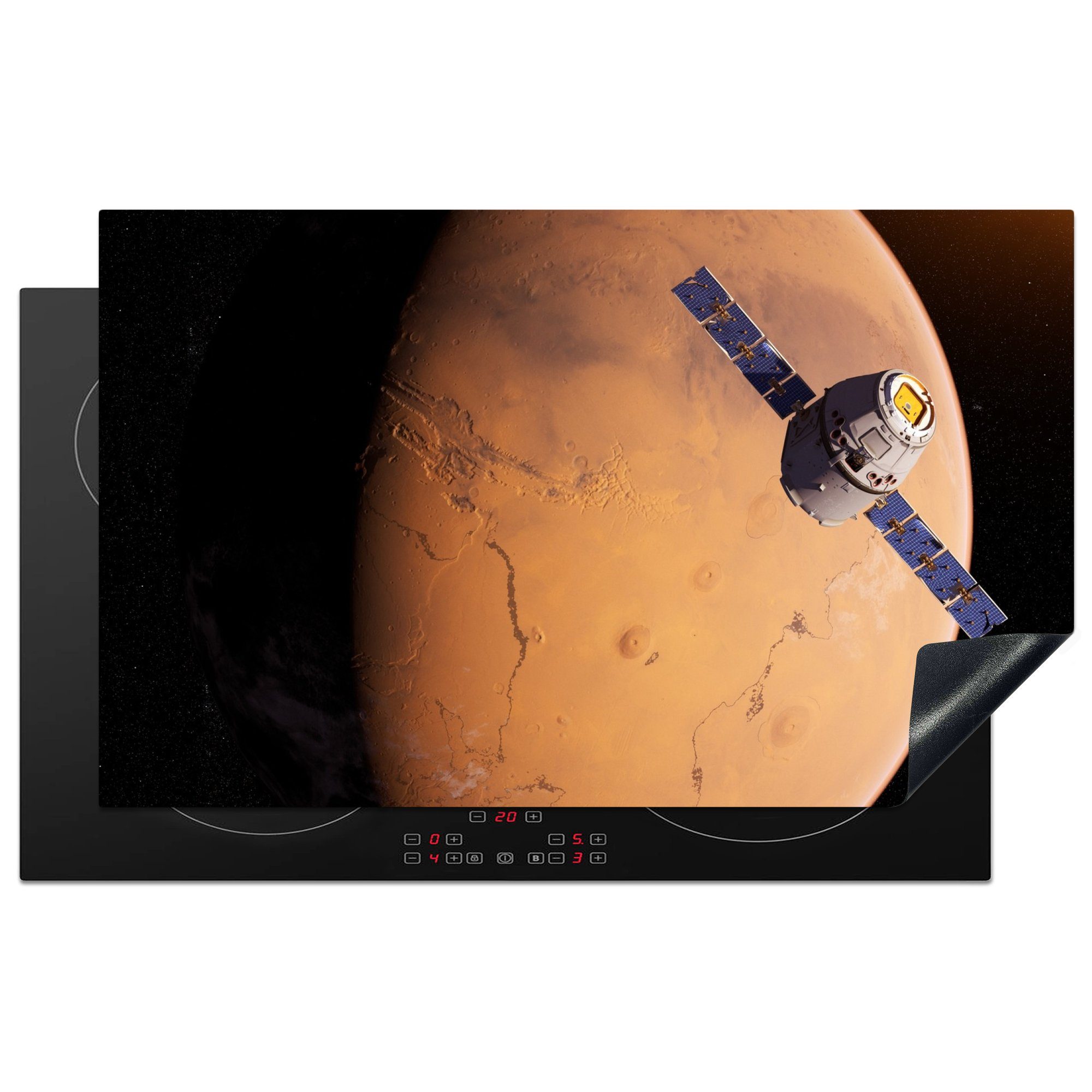 MuchoWow Herdblende-/Abdeckplatte Weltraum - Mars - Satellit, Vinyl, (1 tlg), 83x51 cm, Ceranfeldabdeckung, Arbeitsplatte für küche