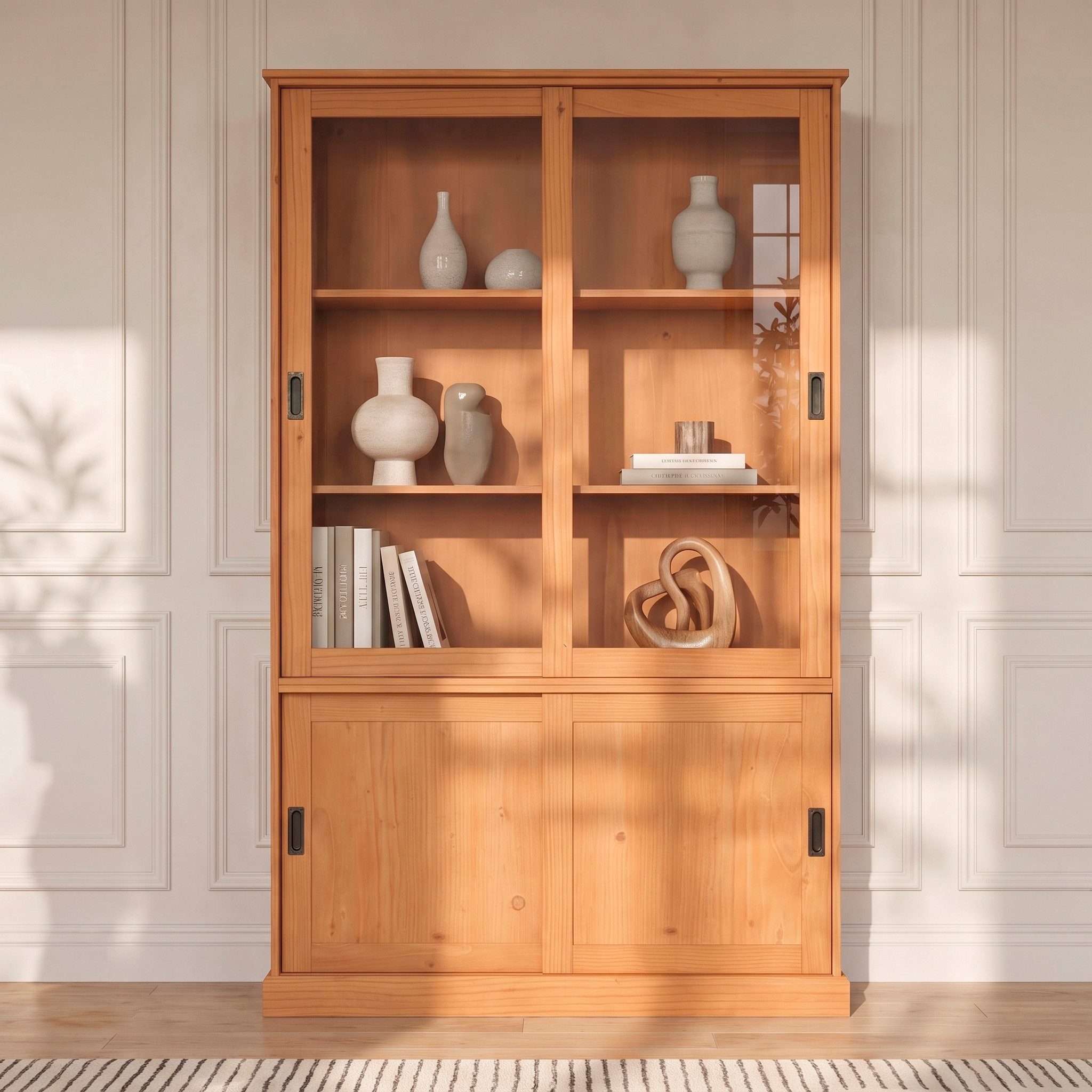 OTTO home Vitrine Schröder mit 2+2 Schiebetüren, aus massivem Kiefernholz, Breite 114 cm
