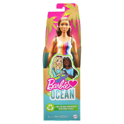 Barbie Spielzeug-Bus Mattel Barbie Loves the Ocean Puppe im Regenbogenkleid, (Puppe)
