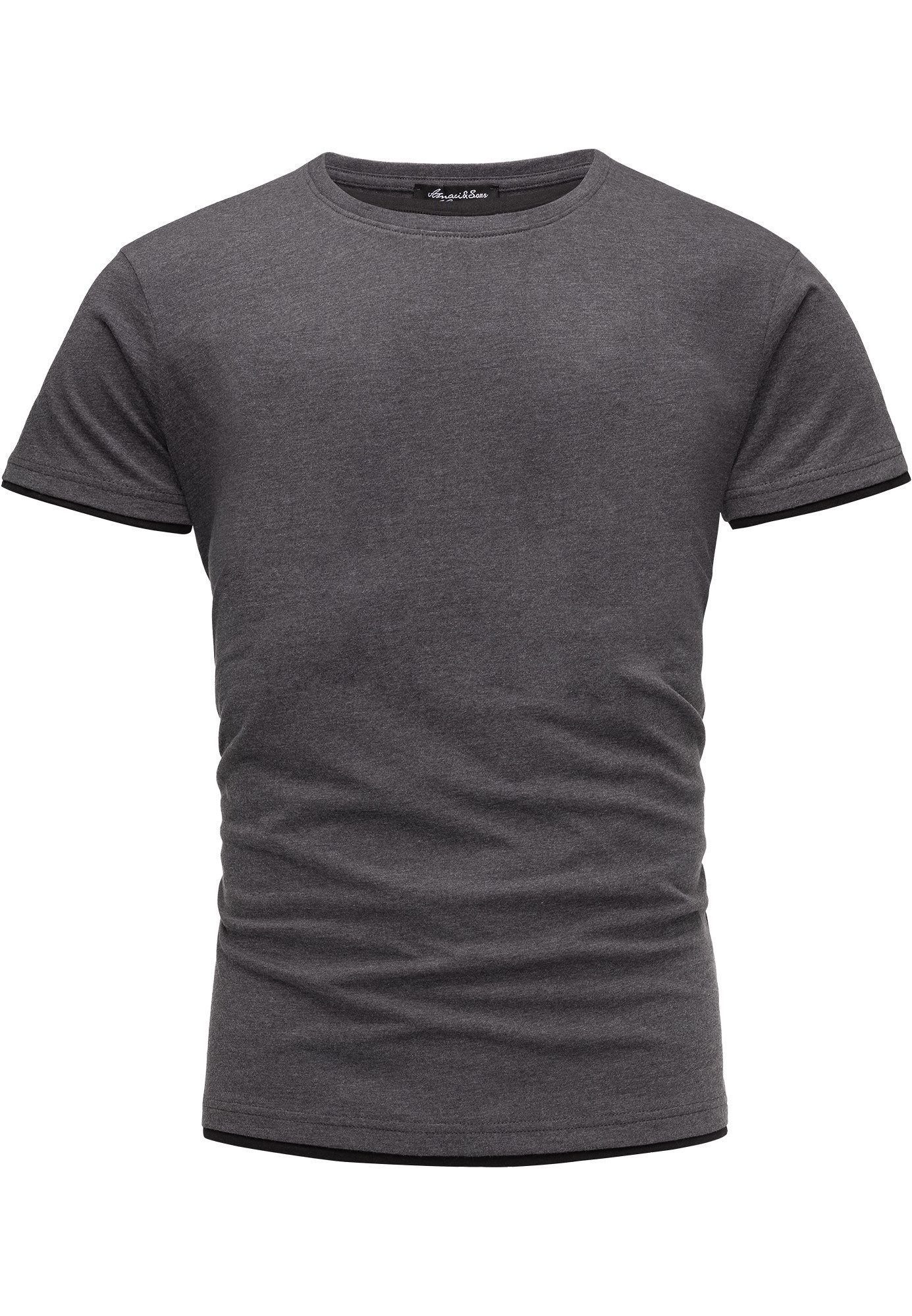 Amaci&Sons T-Shirt LAKEWOOD Herren Slim-Fit Basic günstig online kaufen