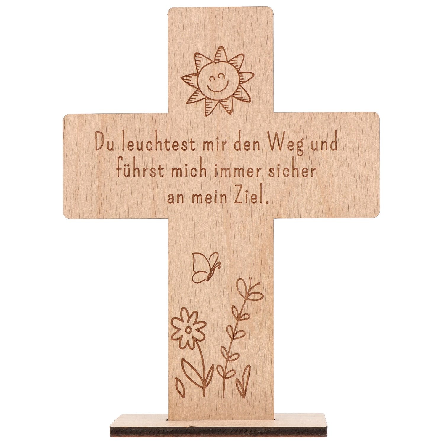 Spruchreif® Dekoobjekt Holzkreuz mit Gravur – Geschenk zur Konfirmation, Kommunion & Taufe
