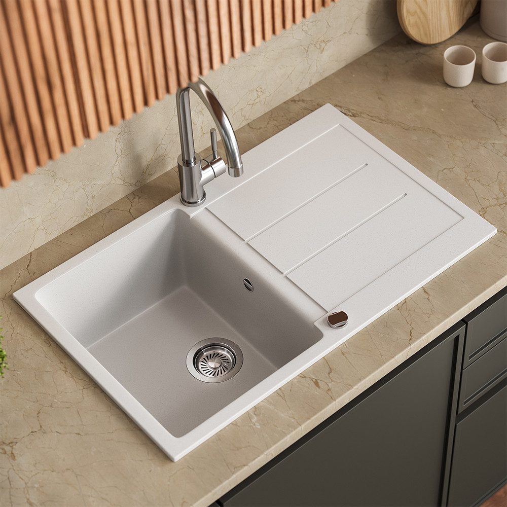 Bergstroem Granitspüle Kapstadt, Weiß, 78 x 50 cm, Rechteckig, 78/50 cm, (1 St)