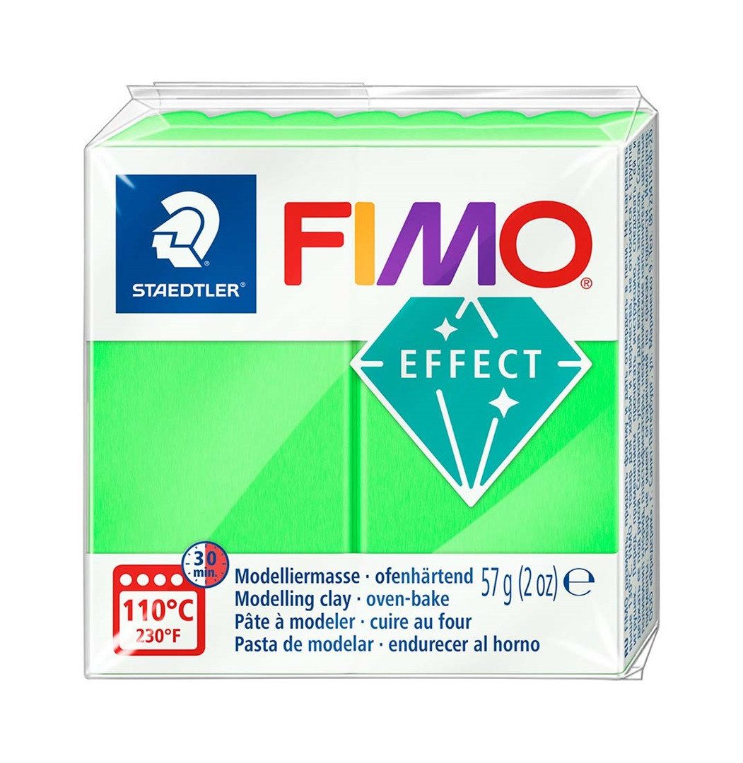 STAEDTLER Bastelnaturmaterial FIMO effect Modelliermasse neon grün 57 g