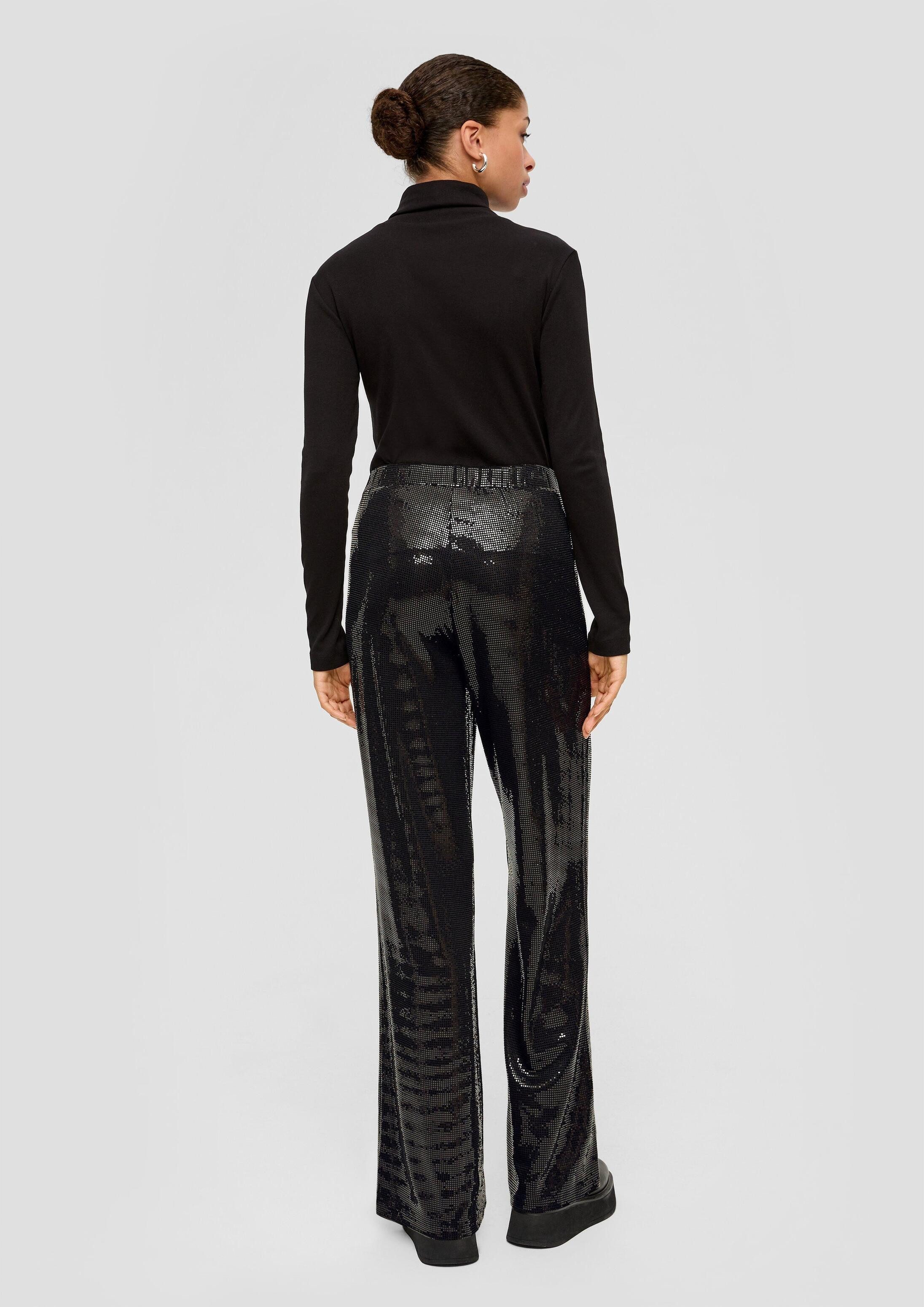 QS Chinos Hose Regular: Pailletten-Hose mit Flared Leg
