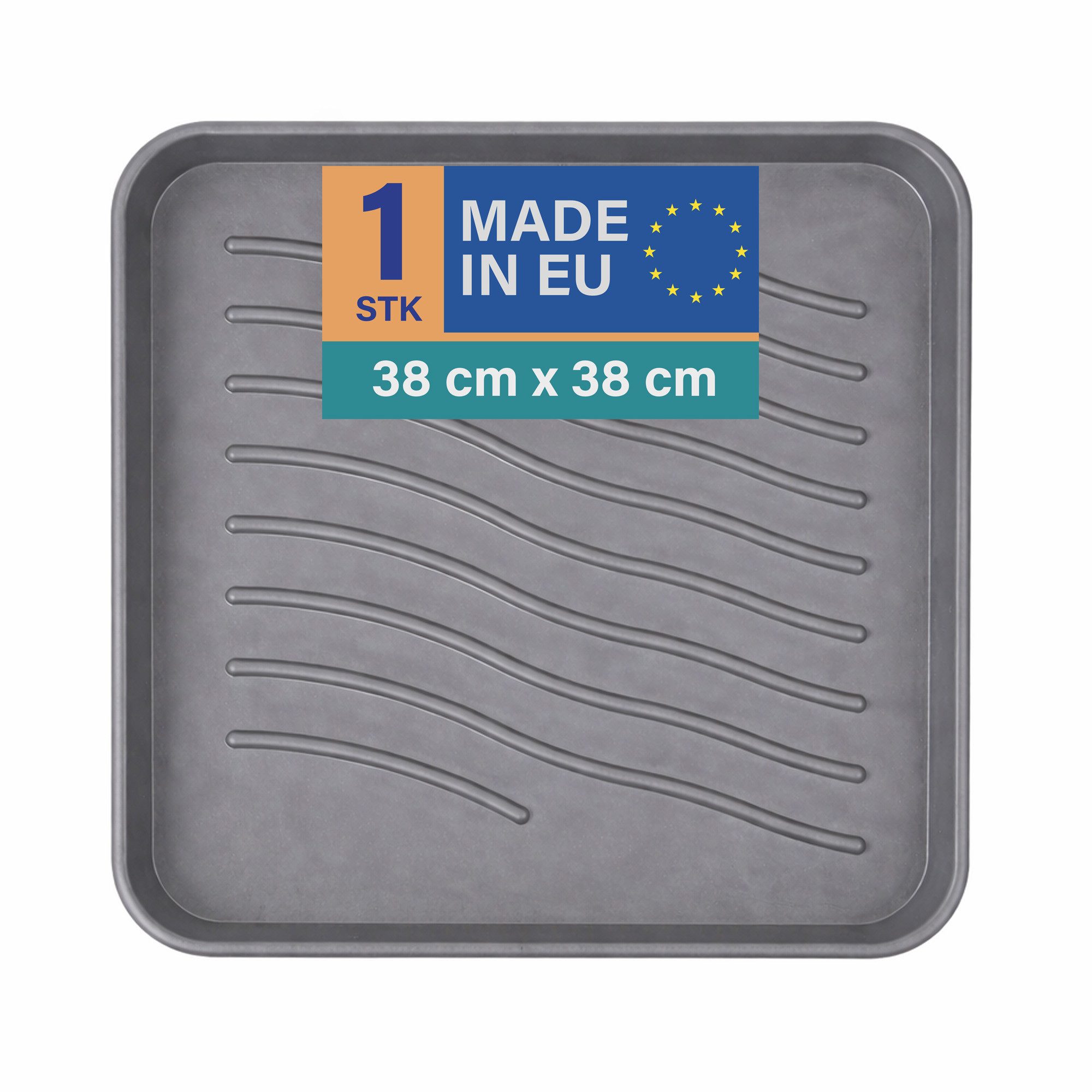 Bestlivings Schuhabtropfschale mit 2,5 cm hohem Rand (1-tlg., 38x38x2,5 cm), je nach Schuhgröße für 1-2 Paar Schuhe geeignet, robust, wasserfest
