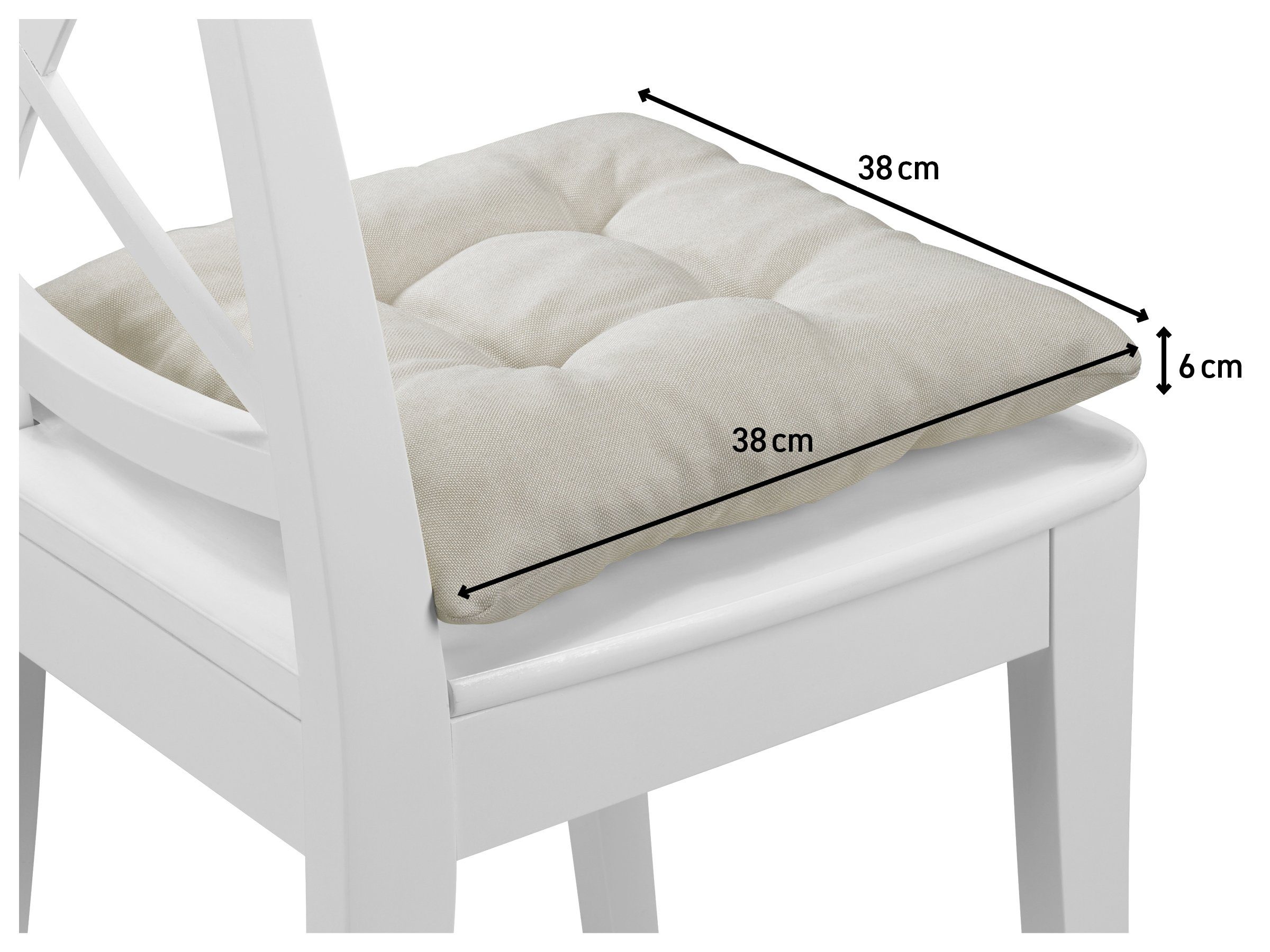 XDREAM Stuhlkissen Sitzkissen Set (2er & 4er) für Stühle und Bänke, robuste Polsterauflage für indoor und outdoor, 38x38x6 cm