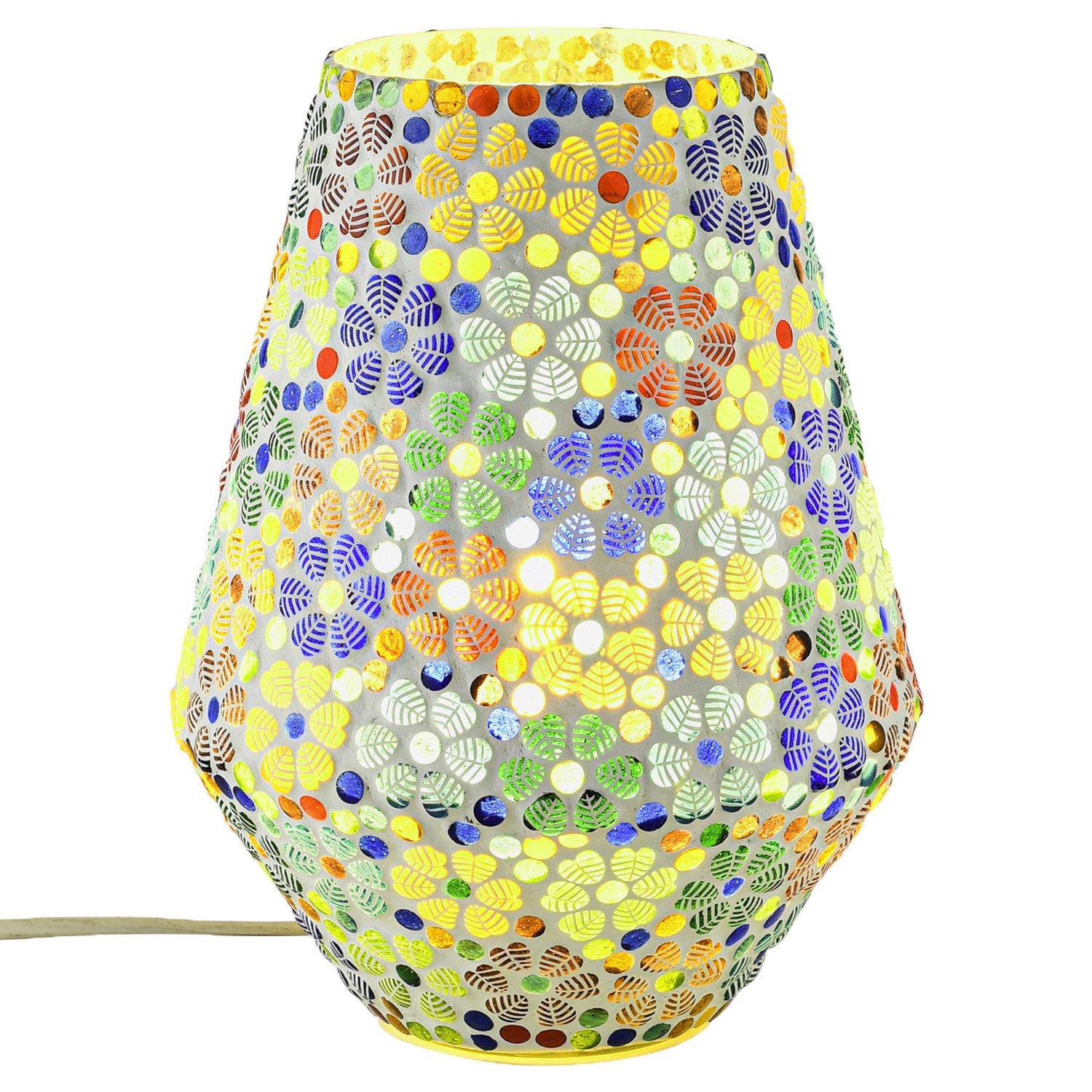 Marrakesch Orient & Mediterran Interior Nachttischlampe Orientalische Boho-Tischlampe Fikus Motiv 3 handgemacht aus Glasmosaik, Handarbeit