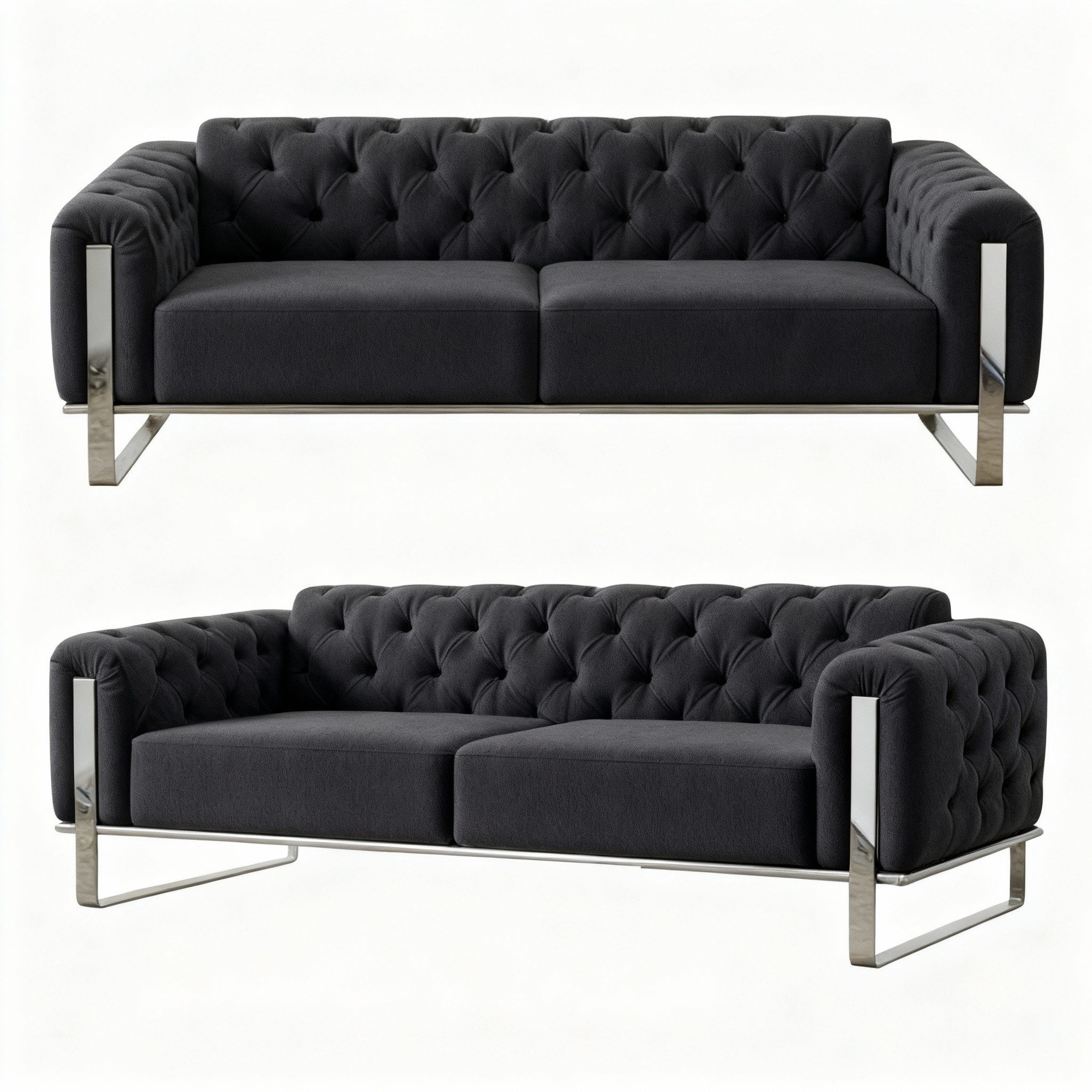 Palms-Store Sofa Liva in 4 Stoff- und 3 Fußfarben kombinierbar mit Knopfheftung, Spar-Set, 3-Sitzer mit Schlaffunktion