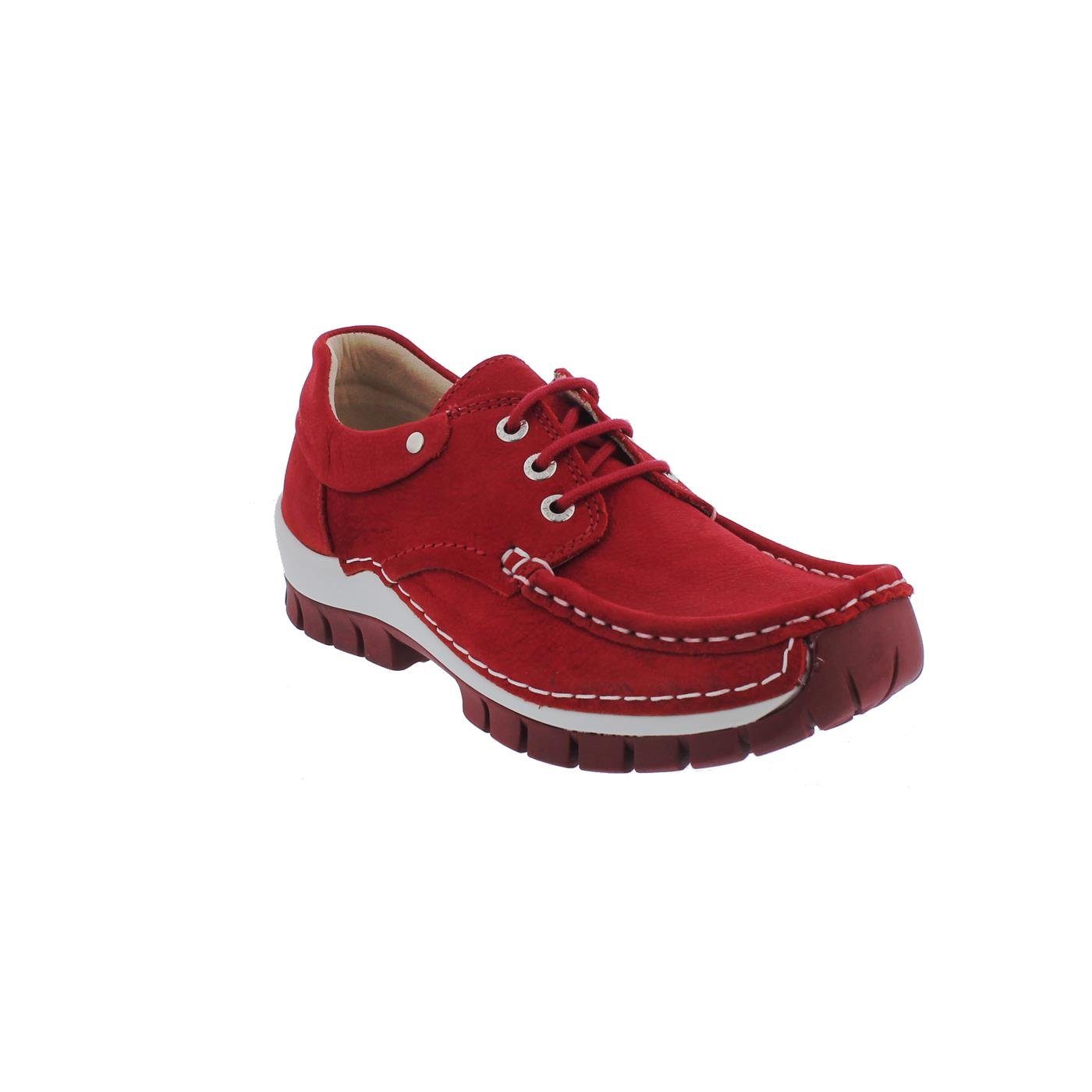 WOLKY Wolky Halbschuh Fly 0470111-570, Antique Nubukleder, Rot, Fußbett zum Schnürschuh
