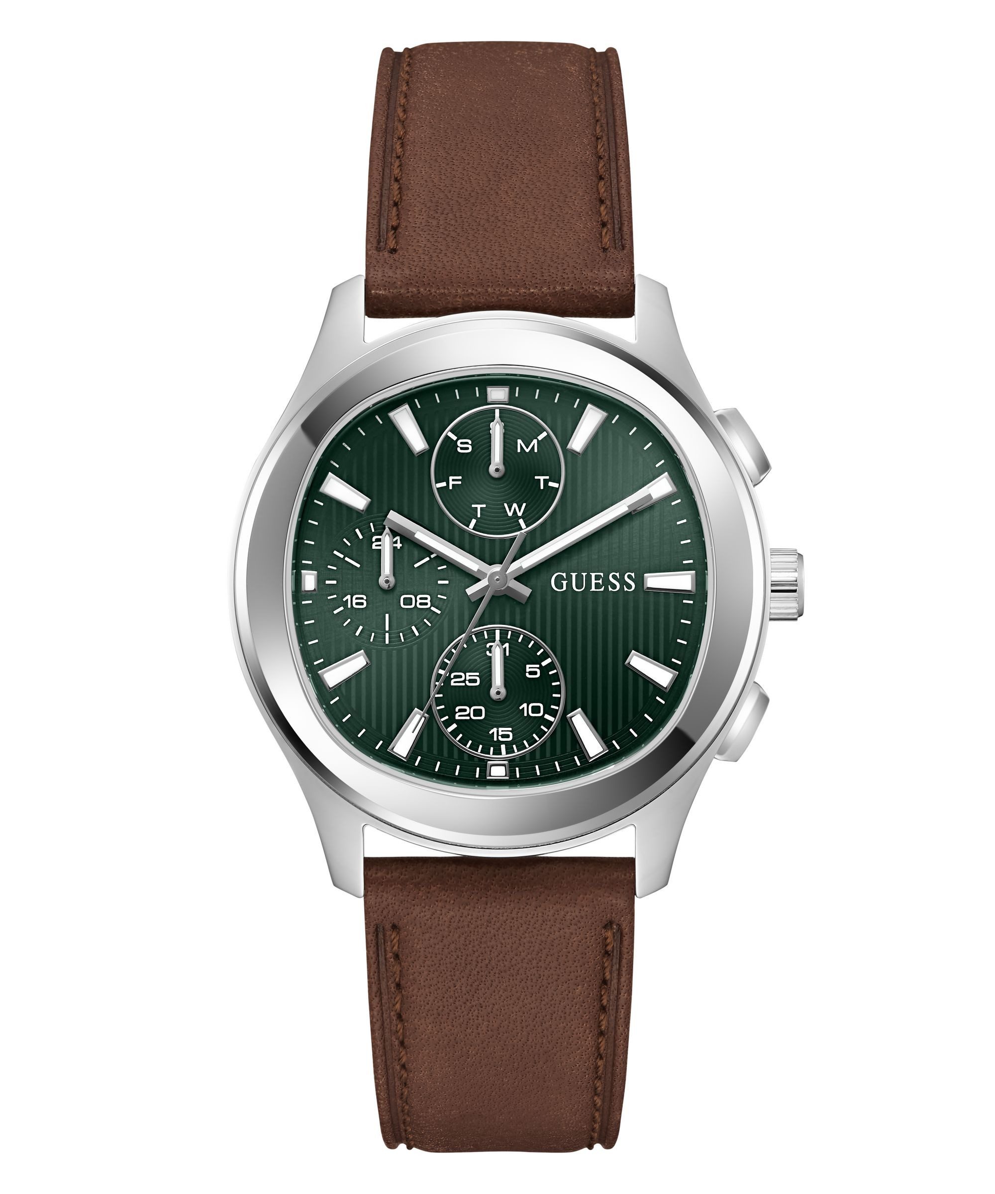 Guess PALMER GW1049G1, Quarzuhr, Armbanduhr, Herrenuhr, Lederarmband, analog, Wochentag, Tag