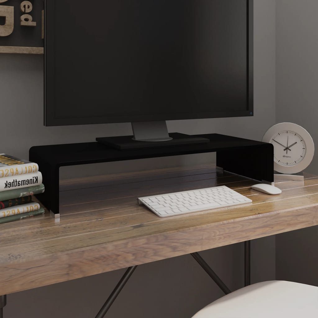 furnicato TV-Aufsatz TV-Tisch/Bildschirmerhöhung Glas Schwarz 70x30x13 günstig online kaufen