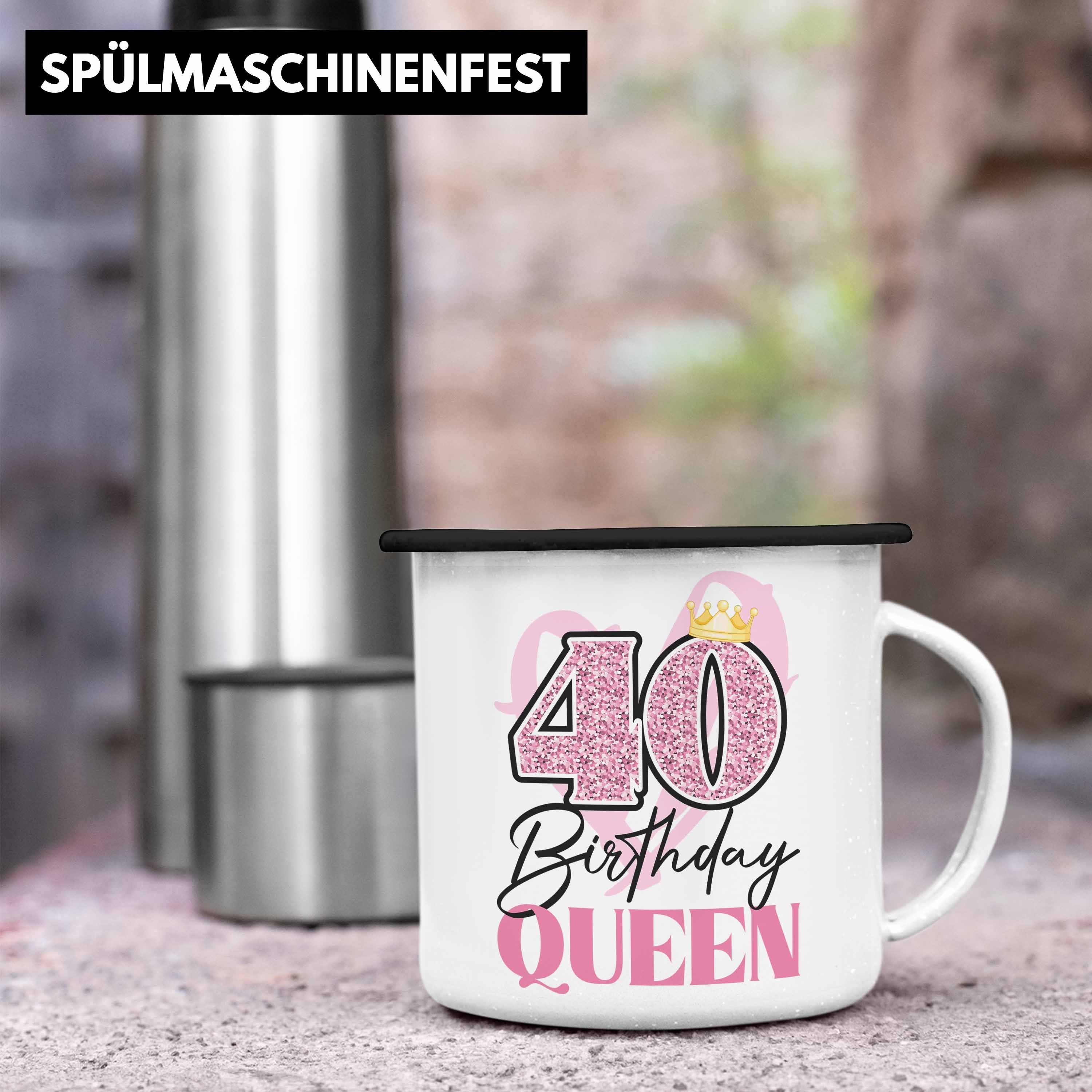 Thermotasse Emaille Geschenk Geschenke 40 - Tasse 40. Lustig Mutter Frauen Trendation Schwarz Frau Trendation Geburtstag 40er Geschenkidee