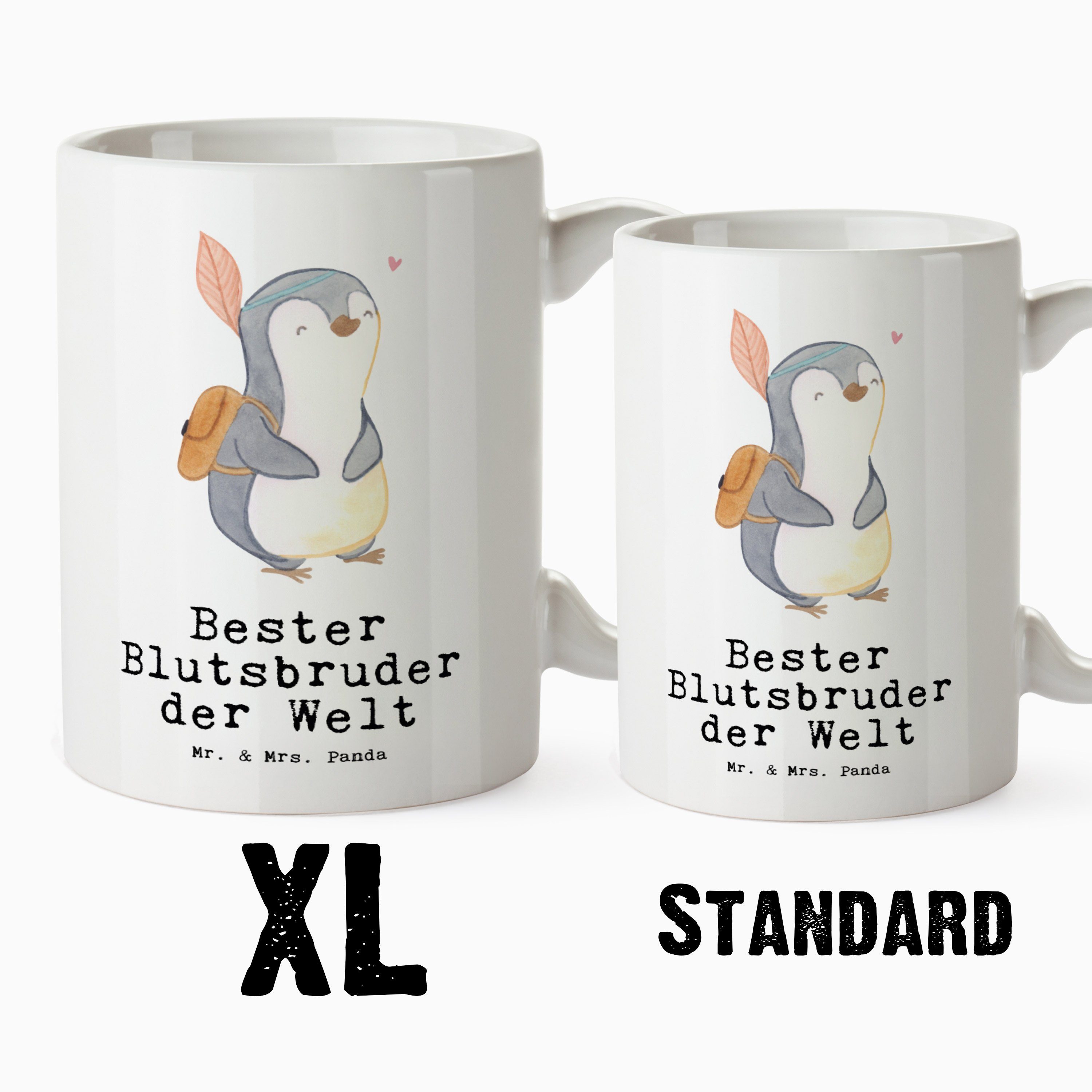 Blutsbruder Bester Grosse Weiß - Geschenk, Tasse Mrs. Kaffeet, Tasse & Welt Keramik - Panda der Pinguin XL Mr.