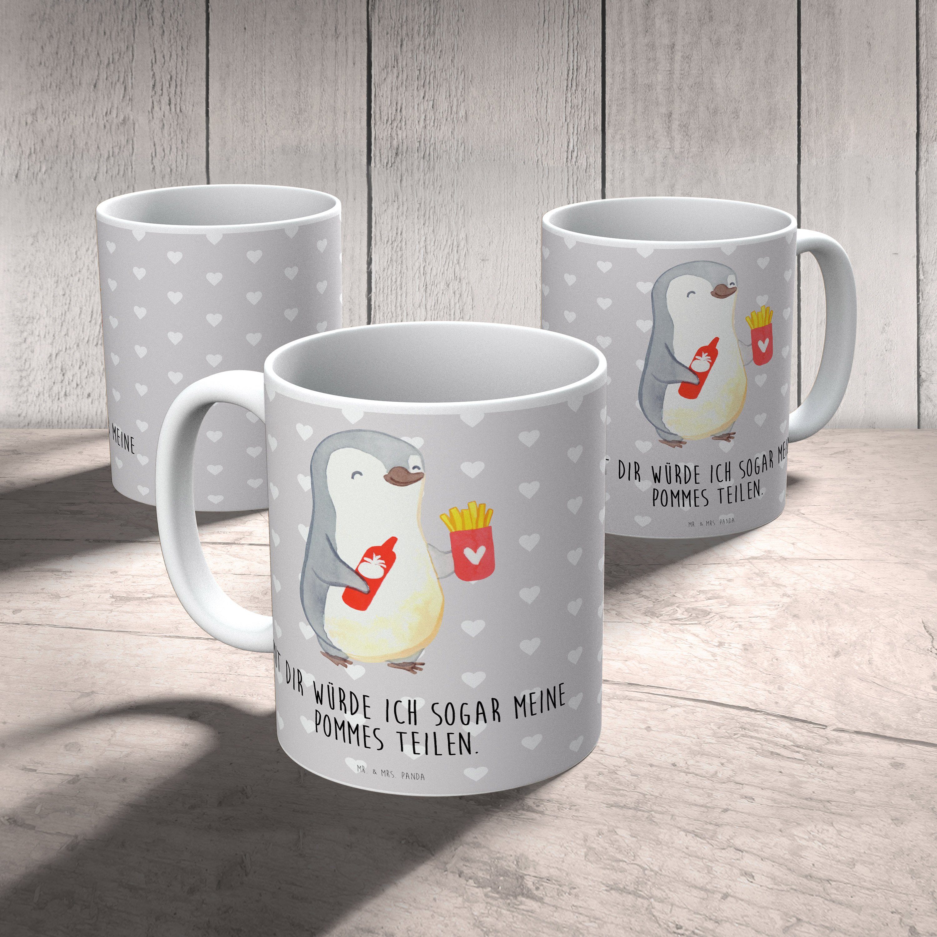 Mrs. Pommes Liebe, & Panda Mr. - Tasse Tasse, - Pinguin Grau Keramik Pastell Hochzeitstag, Geschenk,