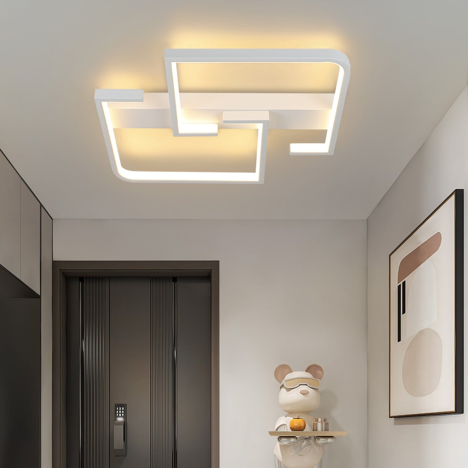 ZMH LED Deckenleuchte Deckenlampe Modern für Schlafzimmer Flur, Hochwertige Lampenperlen, LED fest integriert, 3000k, warmweiß, weiß, 30cm | Deckenlampen