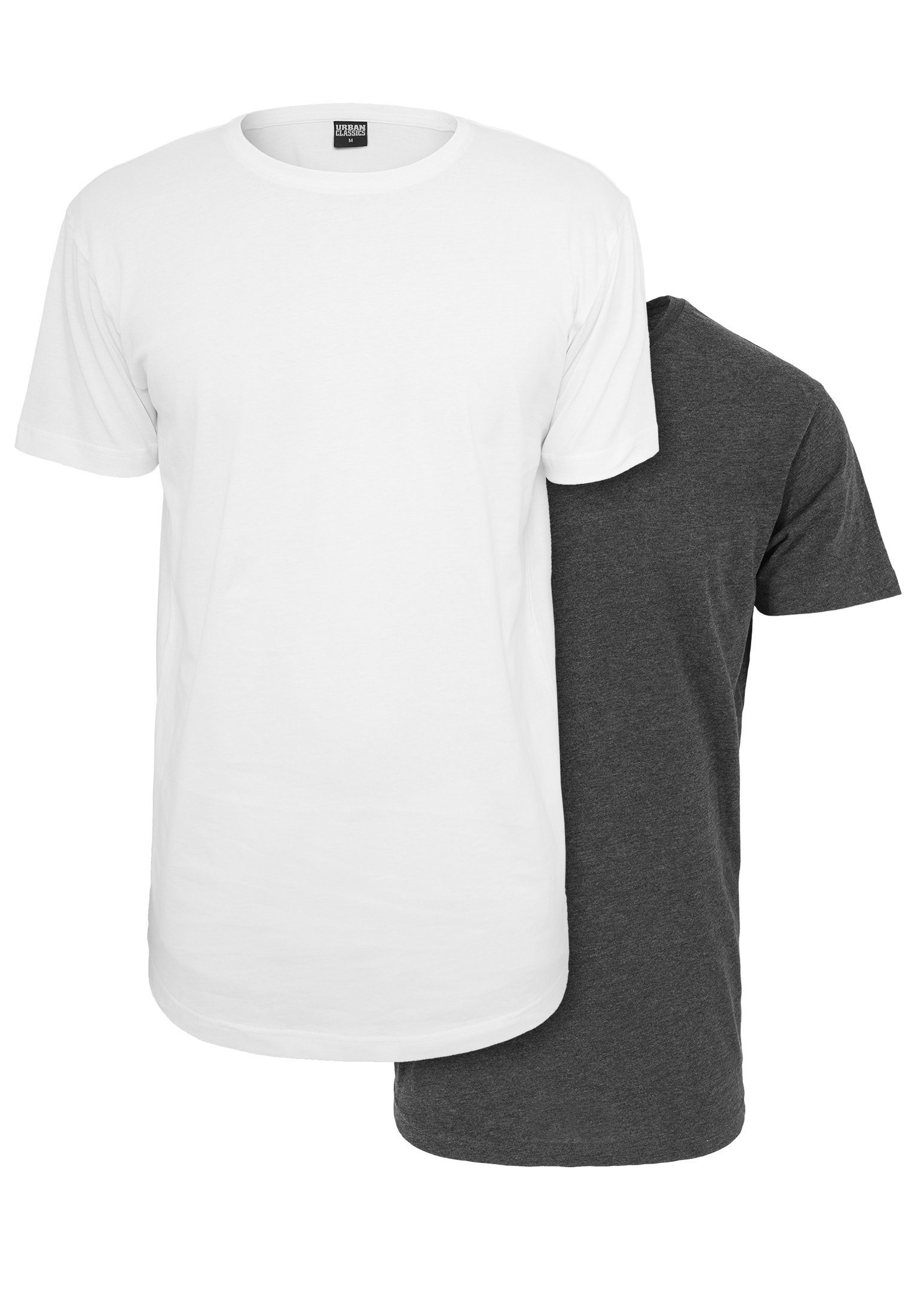 URBAN CLASSICS T-Shirt Herren Pre-Pack Shaped Long Tee 2-Pack (1-tlg) white charcoal
