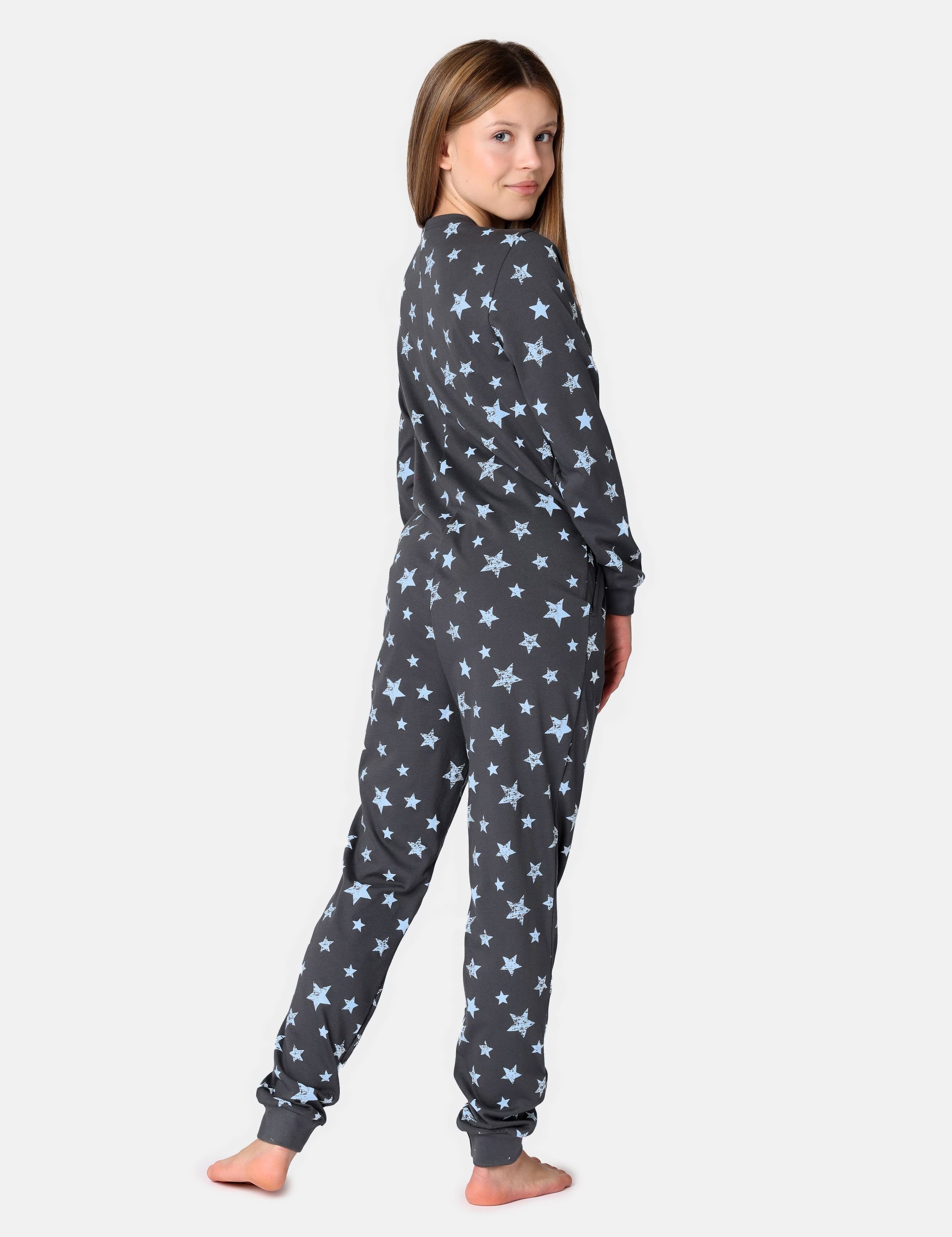 Schlafoverall Merry Sterne Schlafanzug Schlafanzug Style Grafit/Blau MS10-235 Jugend Mädchen