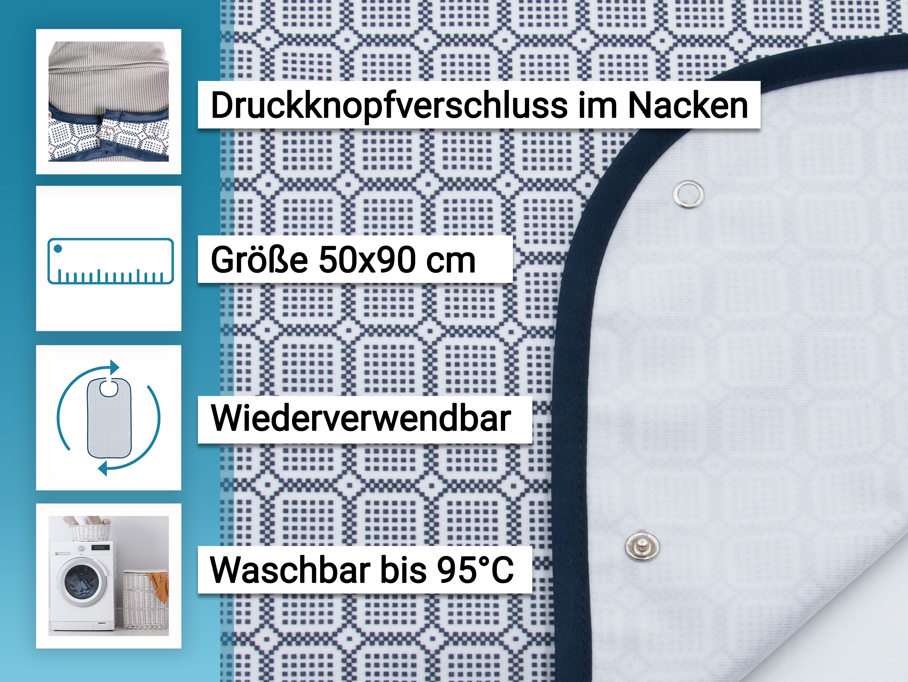ZOLLNER Lätzchen, 50 x 90 cm, 100% Polyester, vom Hotelwäschespezialisten