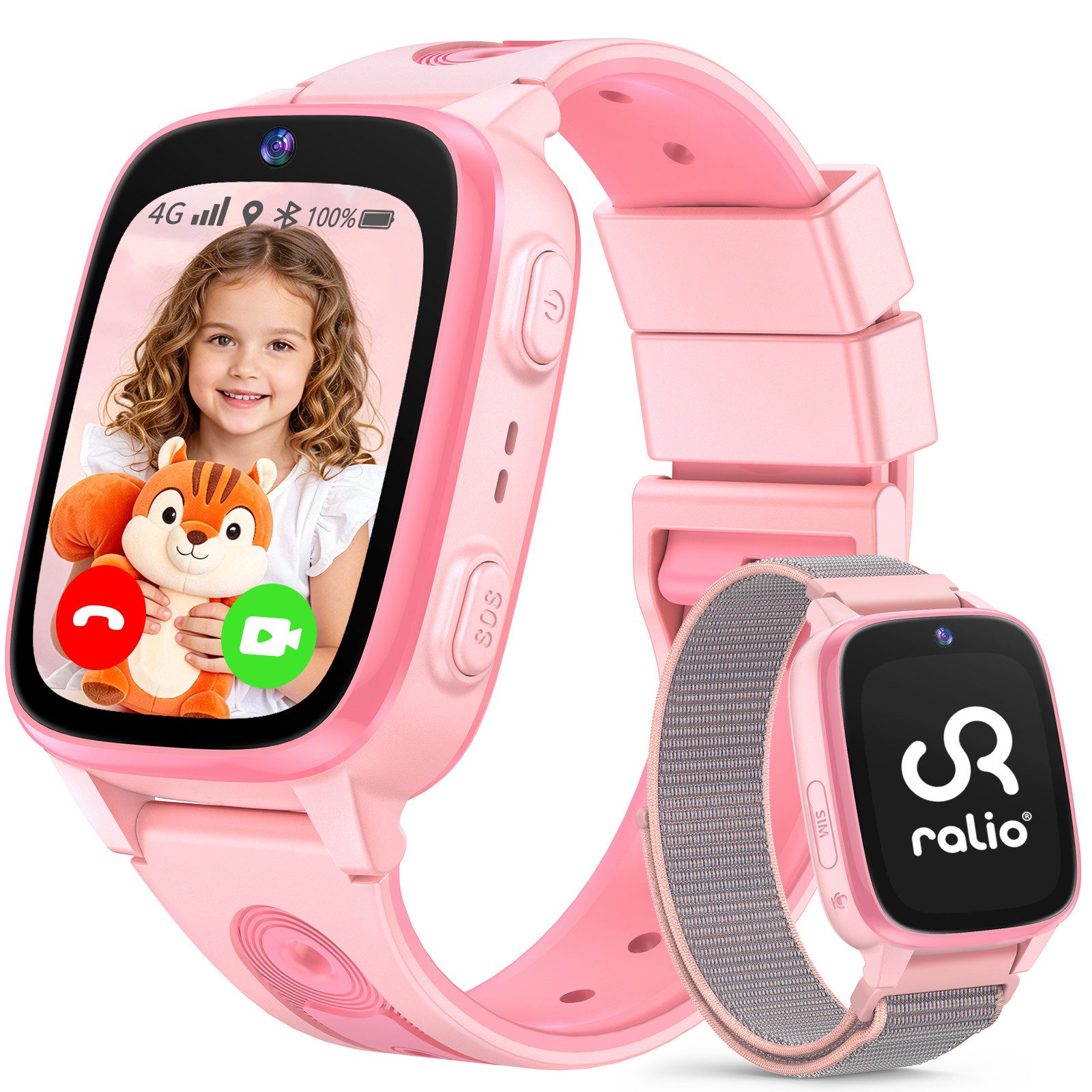 Ralio R5 Go 2026 Neue 4G Smartwatch Kinder mit HD-Videoanrufe, GPS-Ortung Smartwatch (Schulmodus, SOS-Notruffunktion, 3 Tage Akkulaufzeit cm/1,83 Zoll) mehrere Kommunikationswege, ideal für Kinder als KinderUhr mit GPS Tracker, geeignet für Jungen und Mädchen von 5–12 Jahren