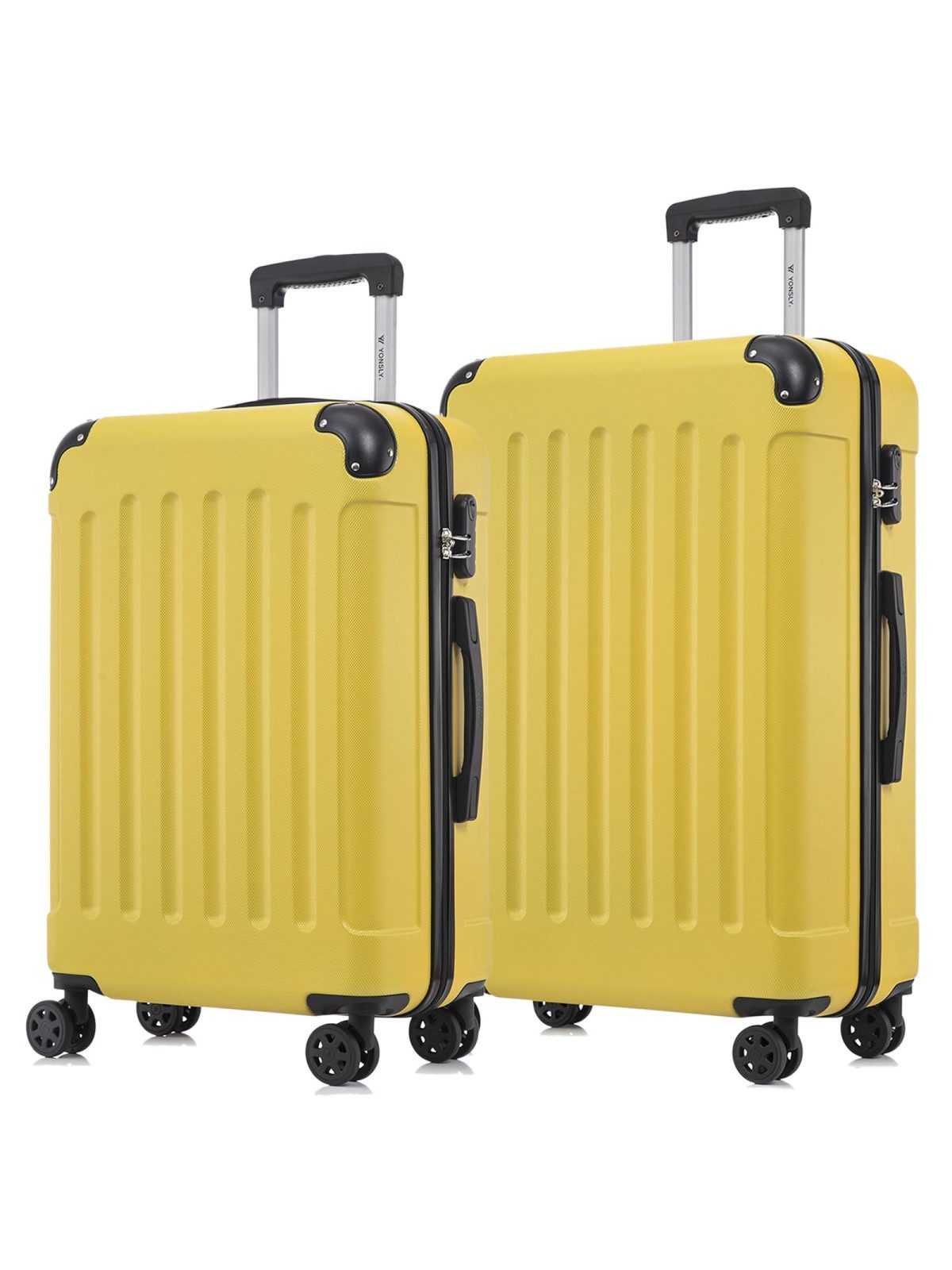 YONSLY Trolleyset Hartschalen-Reisekoffer Rollkoffer Trolley Gepäckset aus ABS, 4 Rollen, (Reiseset, 2 tlg., Größen L&XL), mit 360° Doppelrollen, Zahlenschloss und ergonomischem Gummigriff
