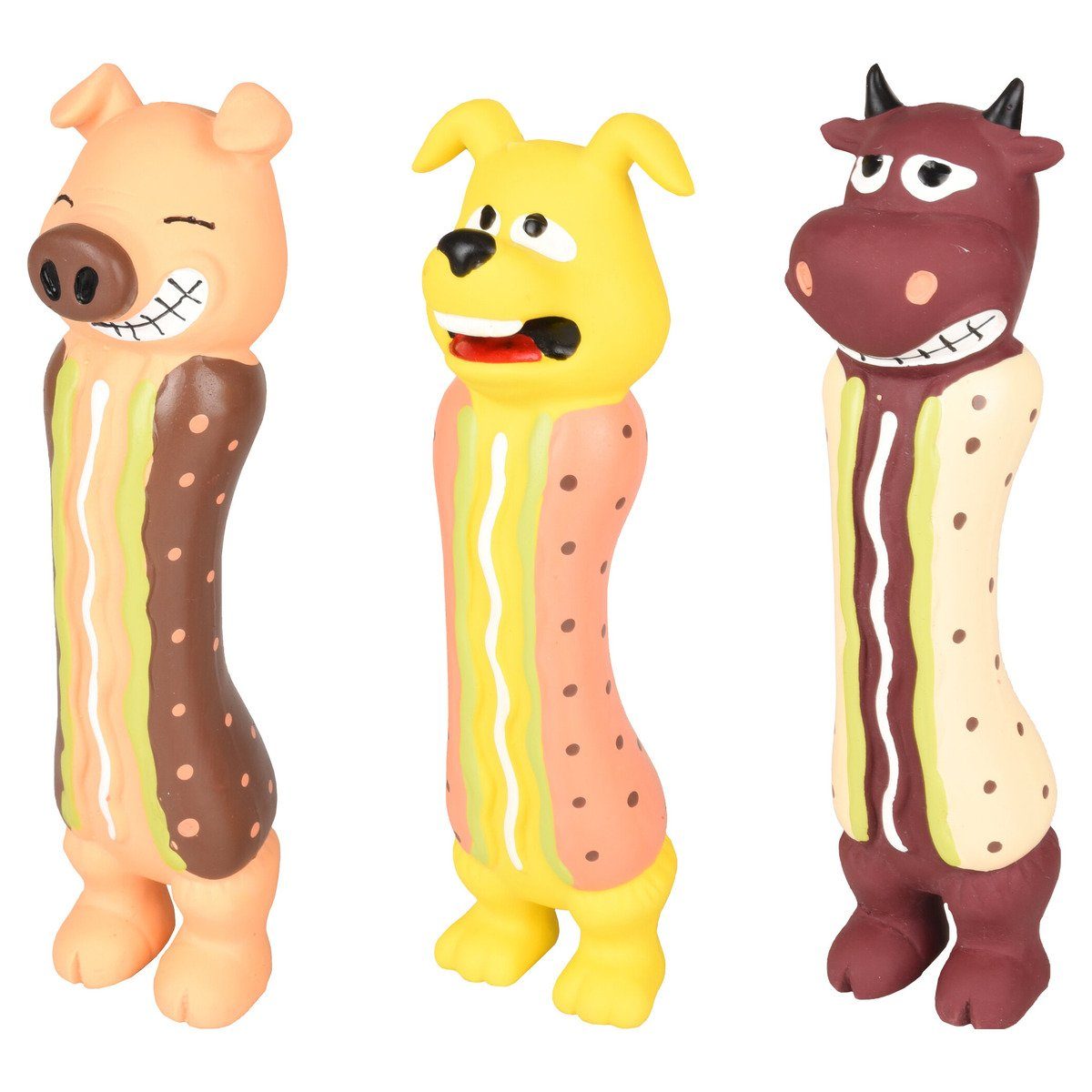 Tierquietschie Hundespielzeug Latex Hotdog