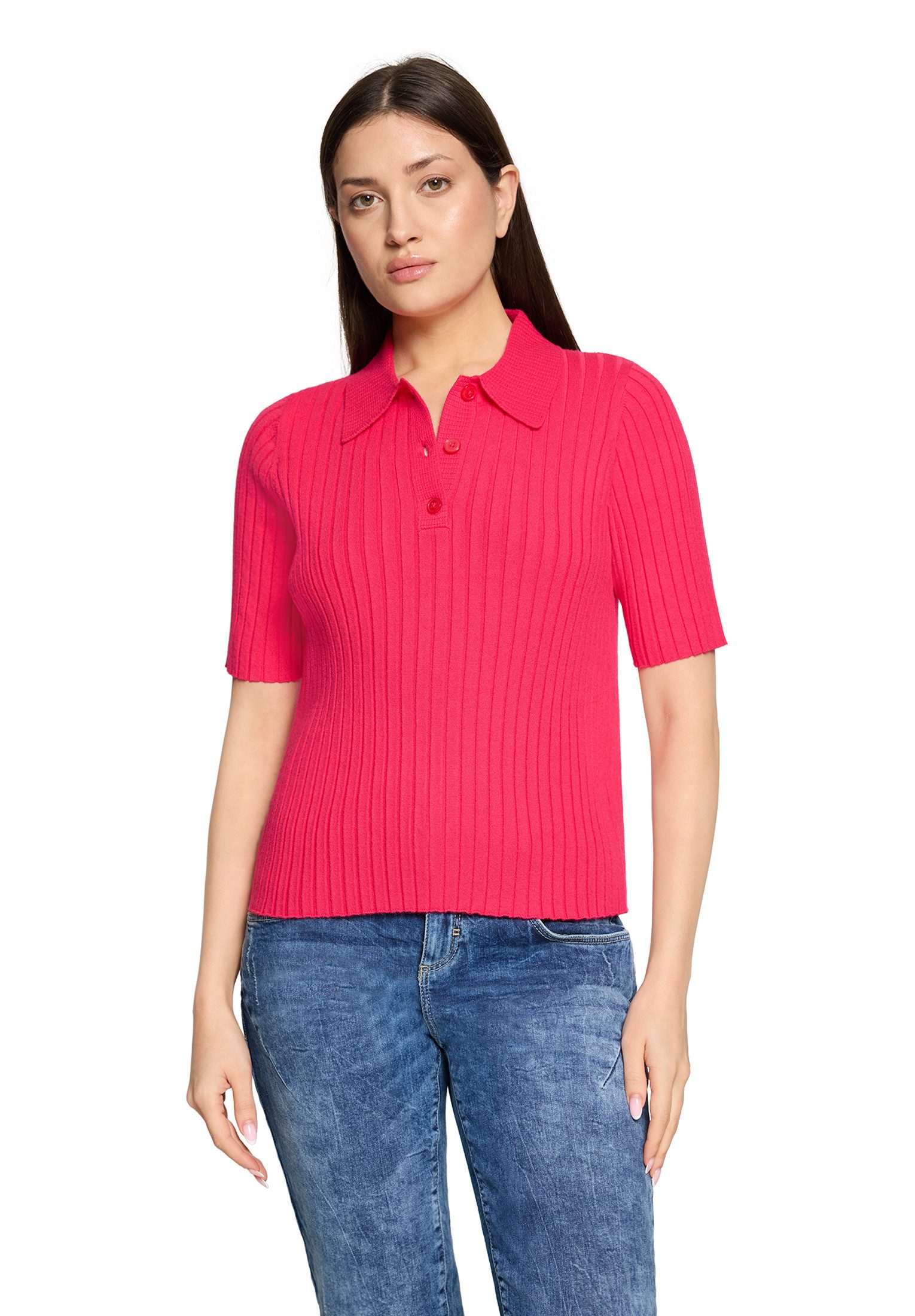 Cartoon Kurzarmshirt Damen mit Kragen (1-tlg)