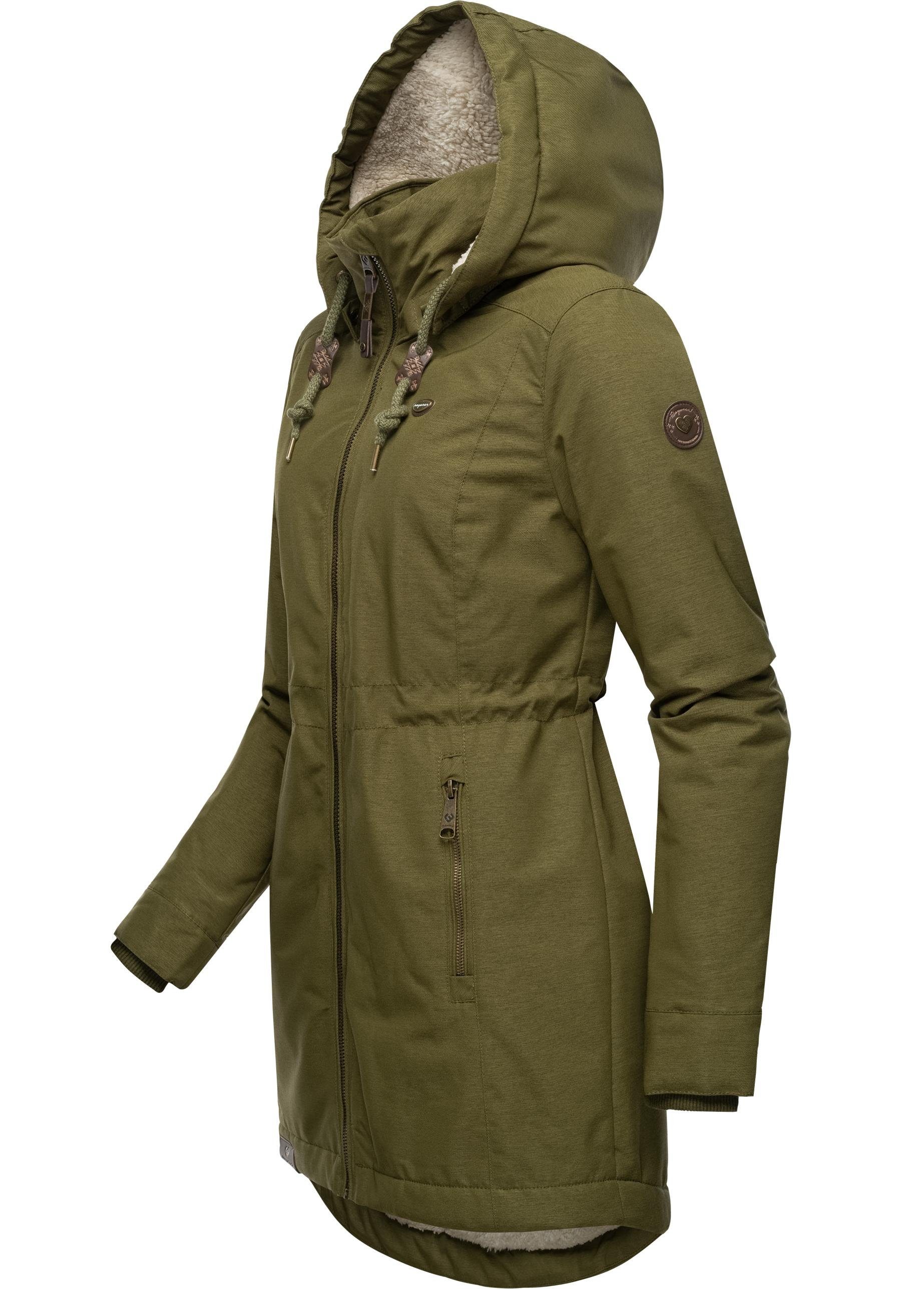 Ragwear Winterjacke Dakkota Wasserdichter Winterparka mit Teddyfleece Innenfutter