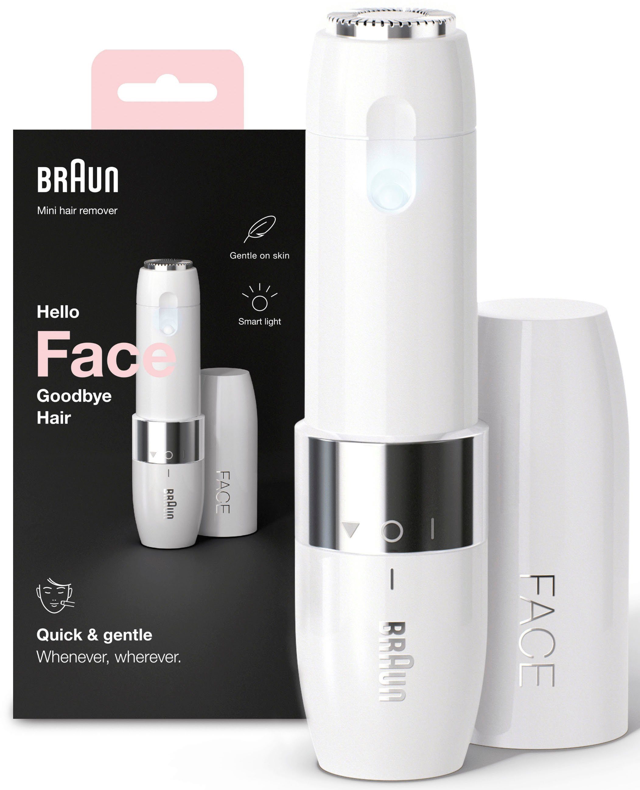 Beeilen Sie sich in den Laden! Braun Elektrogesichtshaarentferner FS1000 Face Mini-Haarentferner, 1, mit für Smartlight Aufsätze: ideal unterwegs