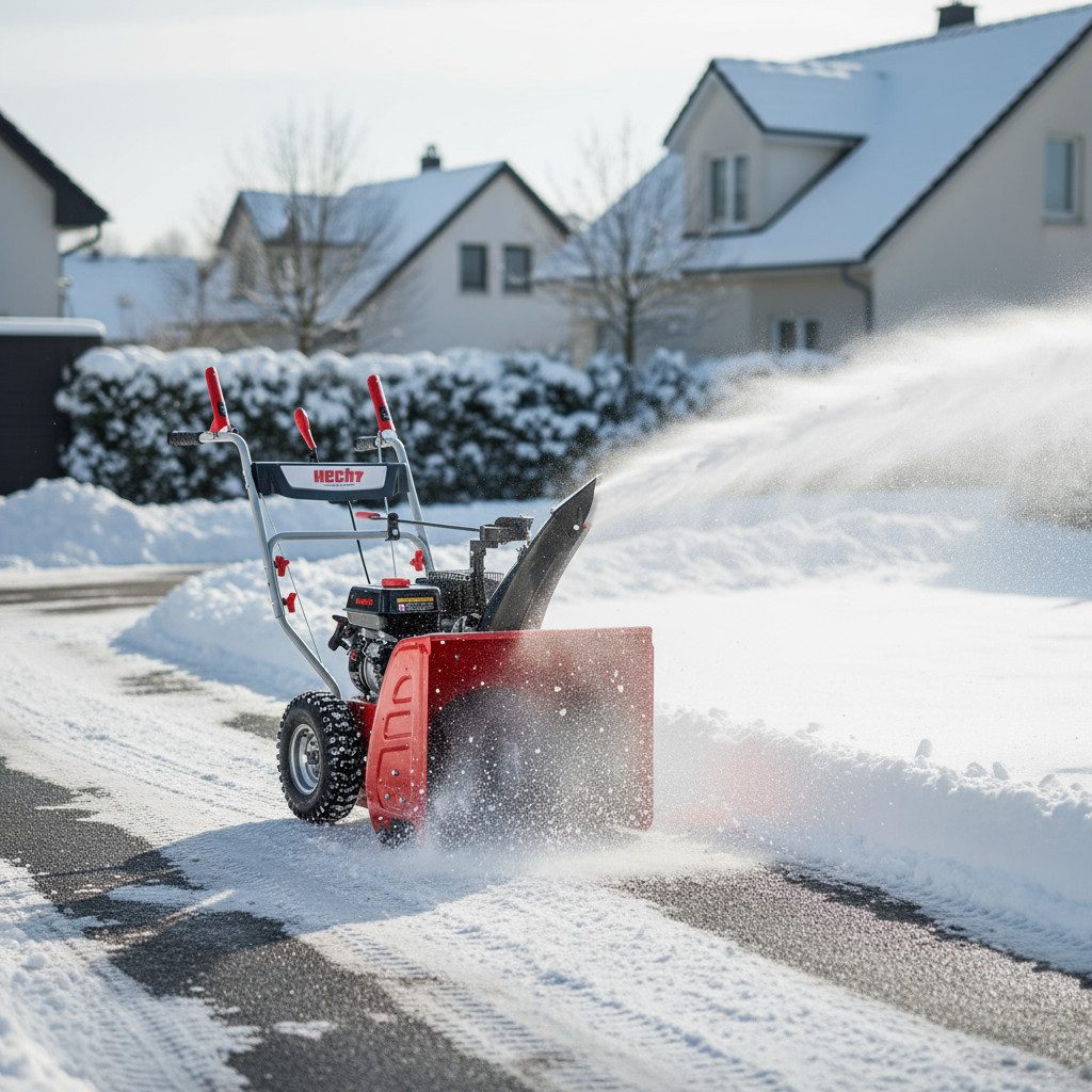 Hecht Benzin-Schneefräse 2-stufig mit Radantrieb 13 m Auswurfsweite 51 cm Arbeitshöhe, 61,00 cm Arbeitsbreite, 8 Gänge - 190° Auswurfschacht