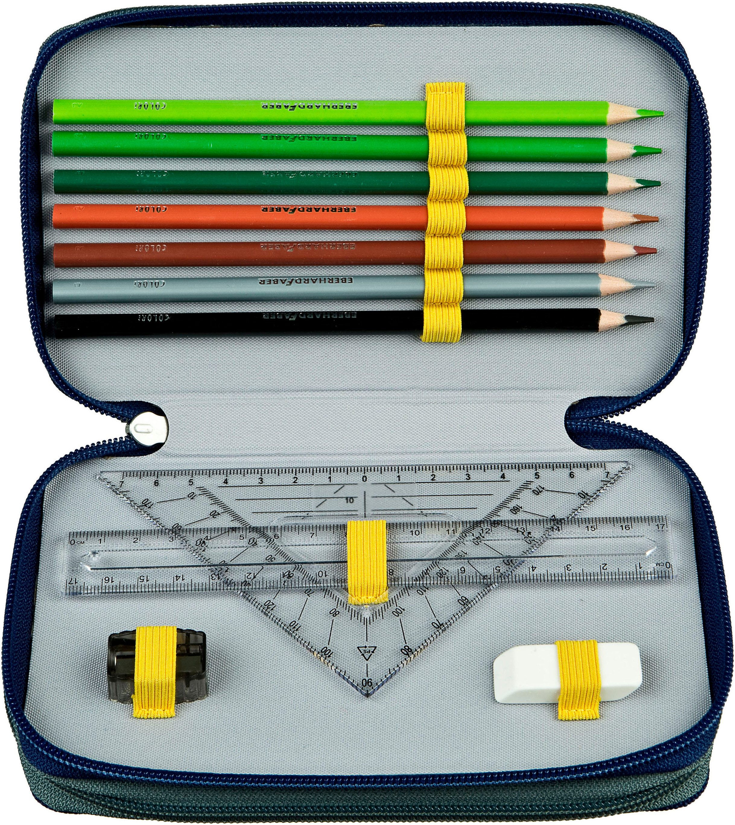 Scooli Federmäppchen Tripledecker, Harry Potter, befüllt, inklusive Geodreieck