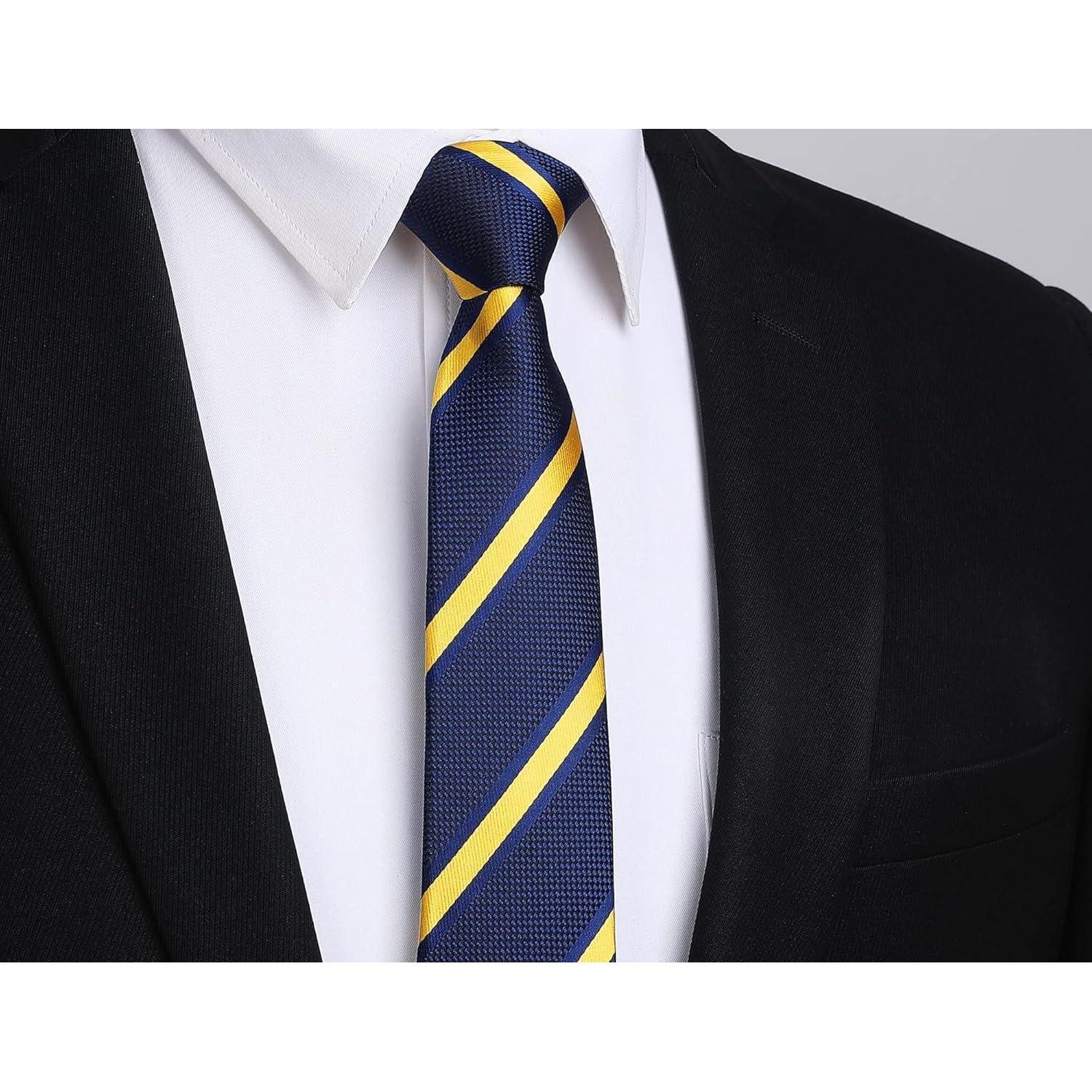 LuxusKollektion Krawatte Krawatte Herren schmale 6cm Hochzeit Business Einheitsgröße Gelb Blau