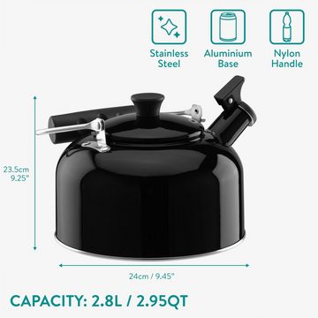 Navaris Wasserkessel Teekessel zum Wasser Aufkochen - 2,8l Wasserkessel Flötenkessel, (1-tlg)