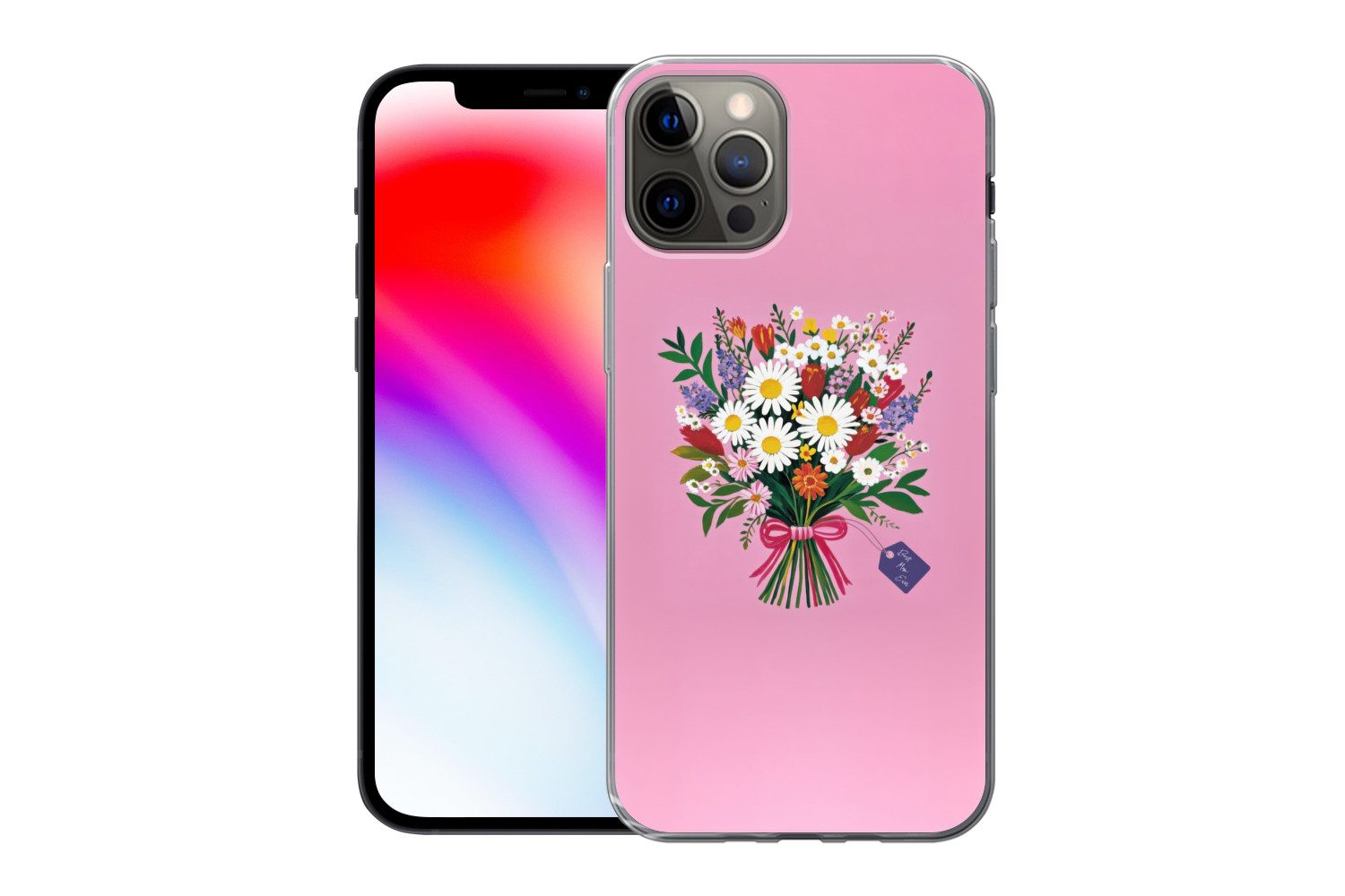 MuchoWow Handyhülle für Apple iPhone 13 Pro Blumen - Zitat - Karte - Bunt, Smartphone-Bumper, Print, Handy Schutzhülle Dünn
