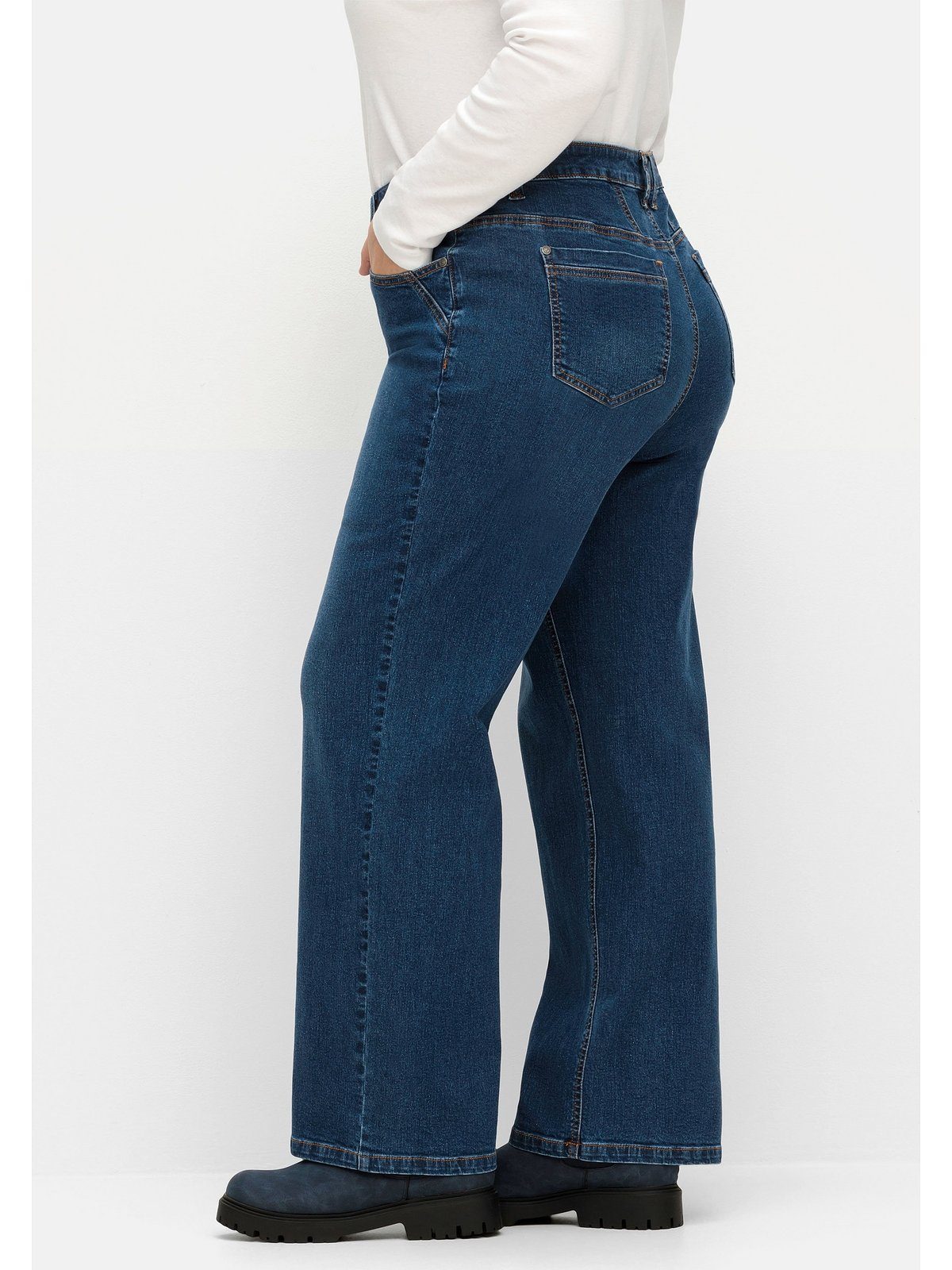 Weite ELLA dark Jeans und blue kräftige Sheego Waden Große für Denim Größen Oberschenkel