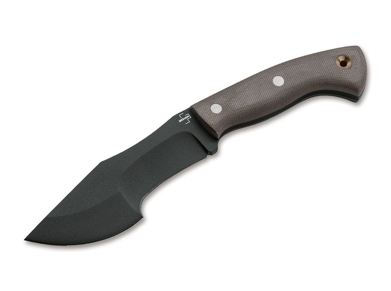 Böker Plus Universalmesser Mini Tracker Bushcraftmesser Micarta Carbon, Kydexholster