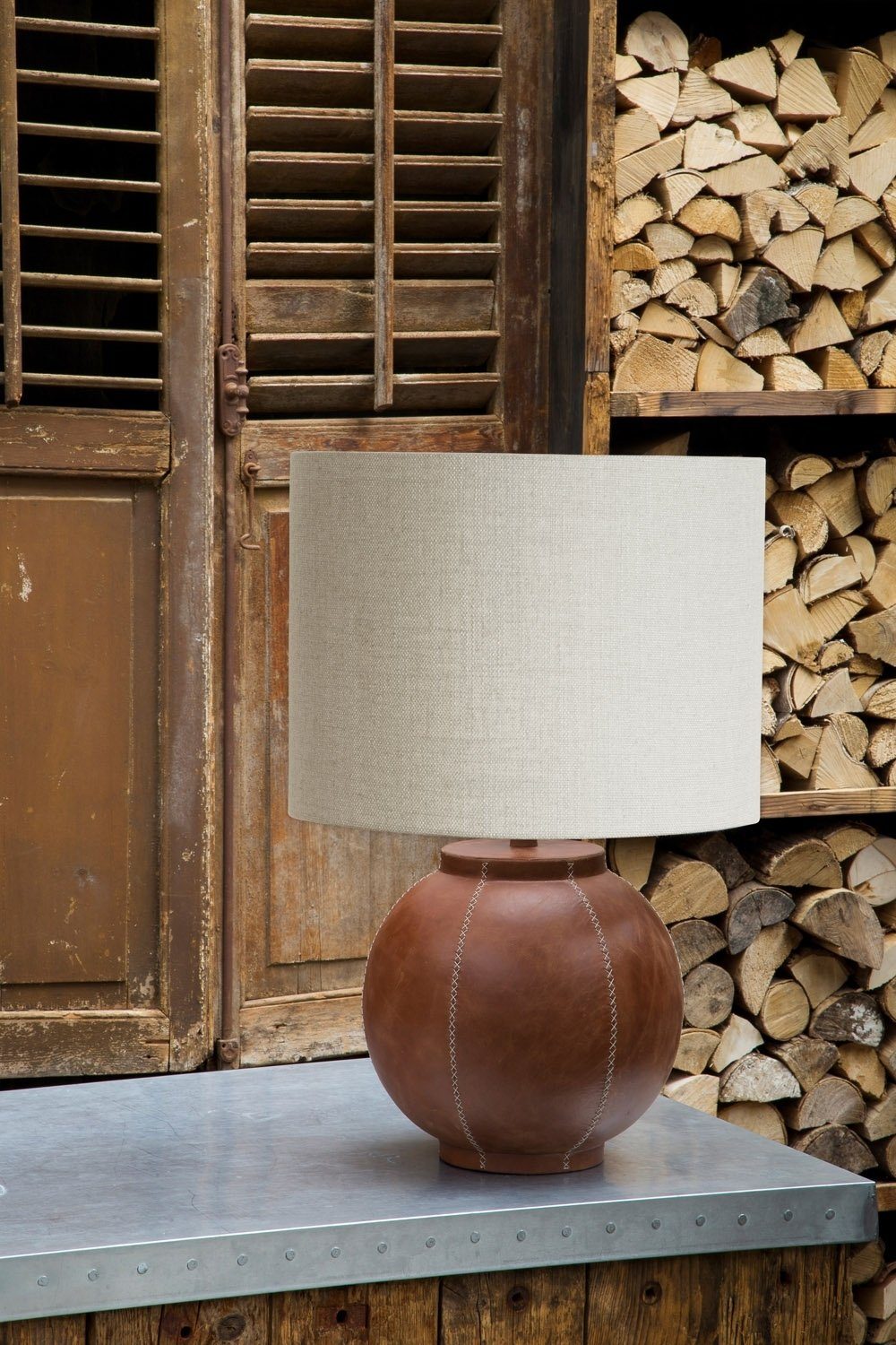 Light & Living Lampenschirm LIVIGNO, Ø 40 cm, Cremeweiß, Außenmaterial Stoff, Innenmaterial PVC, Halterung aus Metall