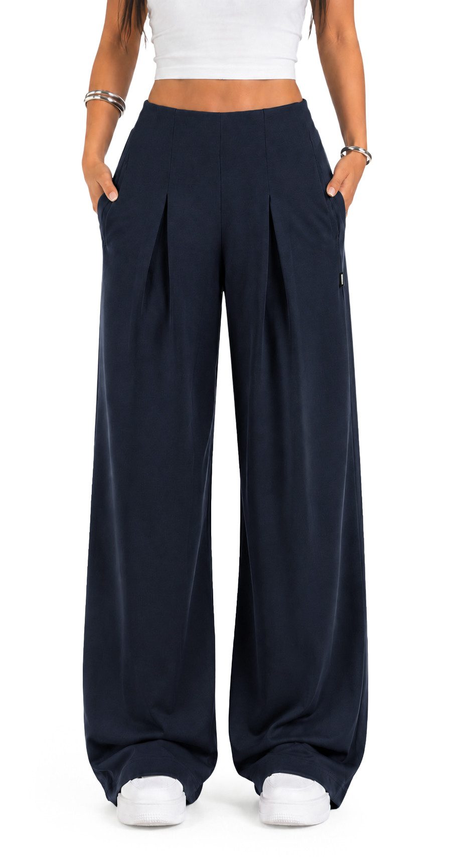 Smilodox Jogginghose Vanea Sweatpants Damen, Loose Fit, Wide Leg, Gym & Freizeit Slip-On, elastisch, weiches Strickmaterial, Bewegungsfreiheit