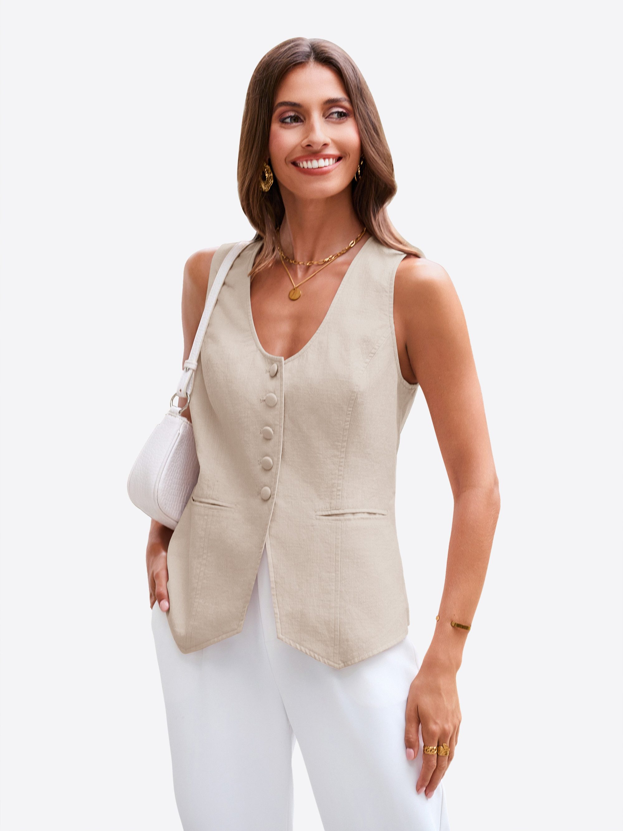 Imily Bela Anzugweste Damen Blazer-Weste mit Reverskragen (Packung, 1-tlg., 1per-Pack) mit Knöpfen