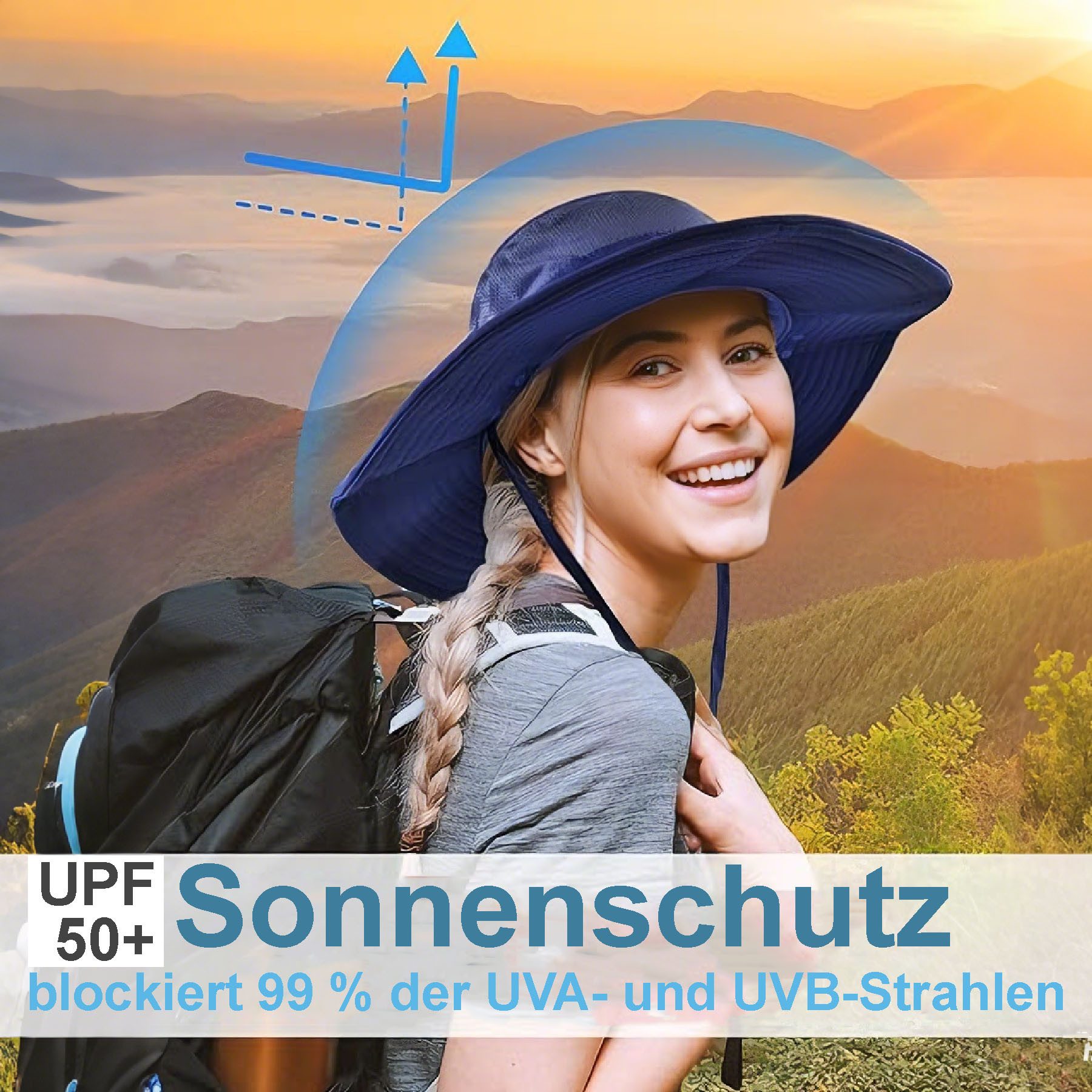 Mutig Sonnenhut Sonnenhut mit Abnehmbarer Halsklappe,Nackenklappe UV-Schutz Sonnenhüte (Herren & Damen Sommer Fischerhut mit Nackenklappe Sonnenschutz Kappe, Wide Brim Mesh Sun Hat, Safari Hat, Foldable,Verstellbarer Kinnriemen) Schutzhüte Wanderhut für Außenbereich, Camping, Wandern, Gehen, Reisen