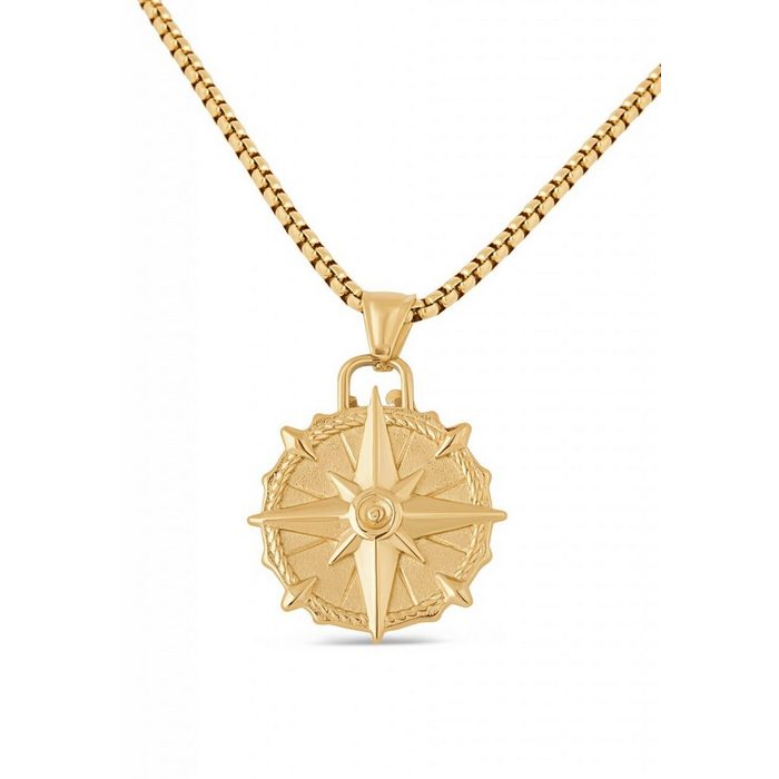 Akitsune Edelstahlkette Guidance Halskette Gold - Kompass 70 cm