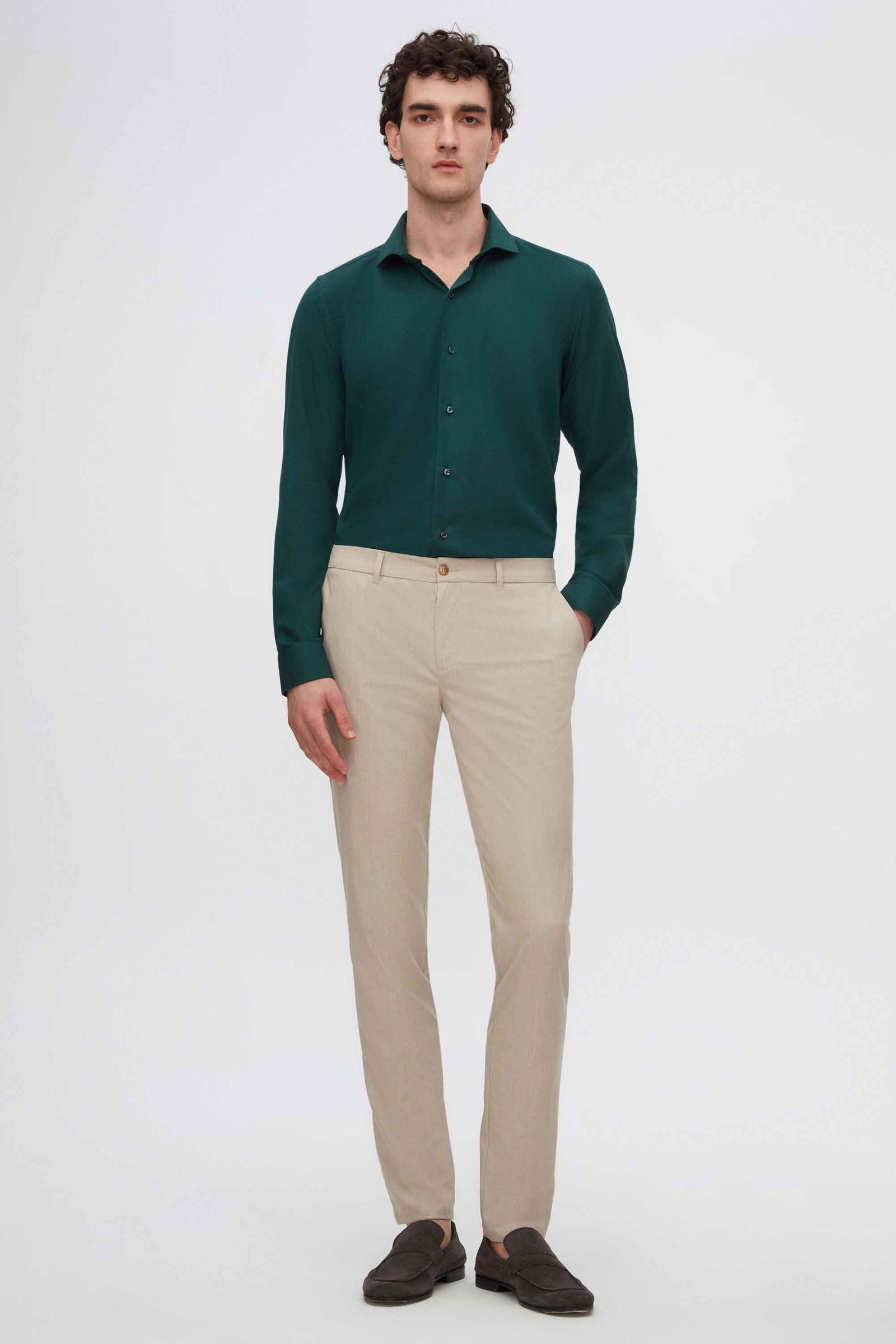 D'S DAMAT Businesshemd Ds Damat Slim Fit Dobby-Hemd mit italienischem Kragen