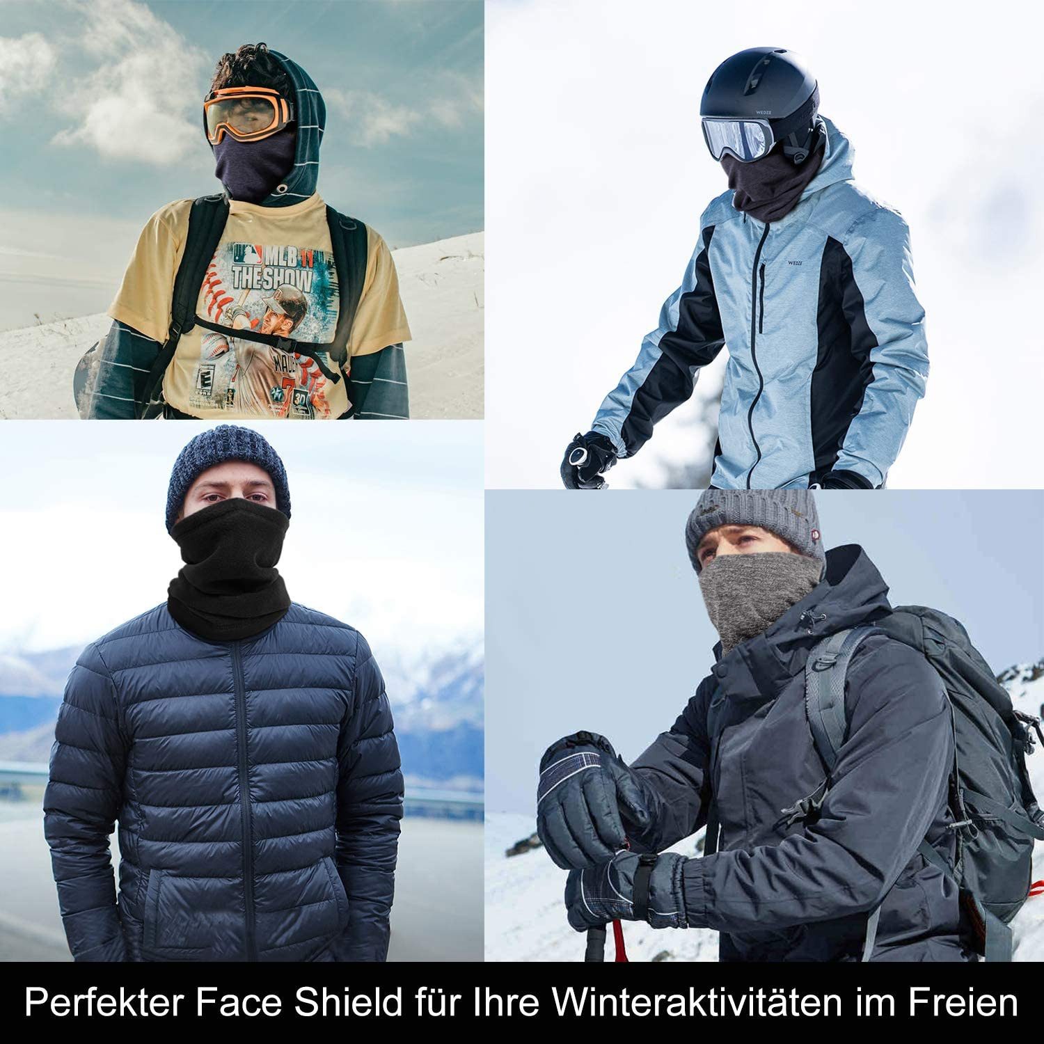WLIXPBB Sturmhaube PolarFleece Schal: Winterhalswärmer ideal für Motorrad und Sport (2er Set, 2er Set Fleece Schal) Vielseitig einsetzbar, warm und weich, Unisex-Design