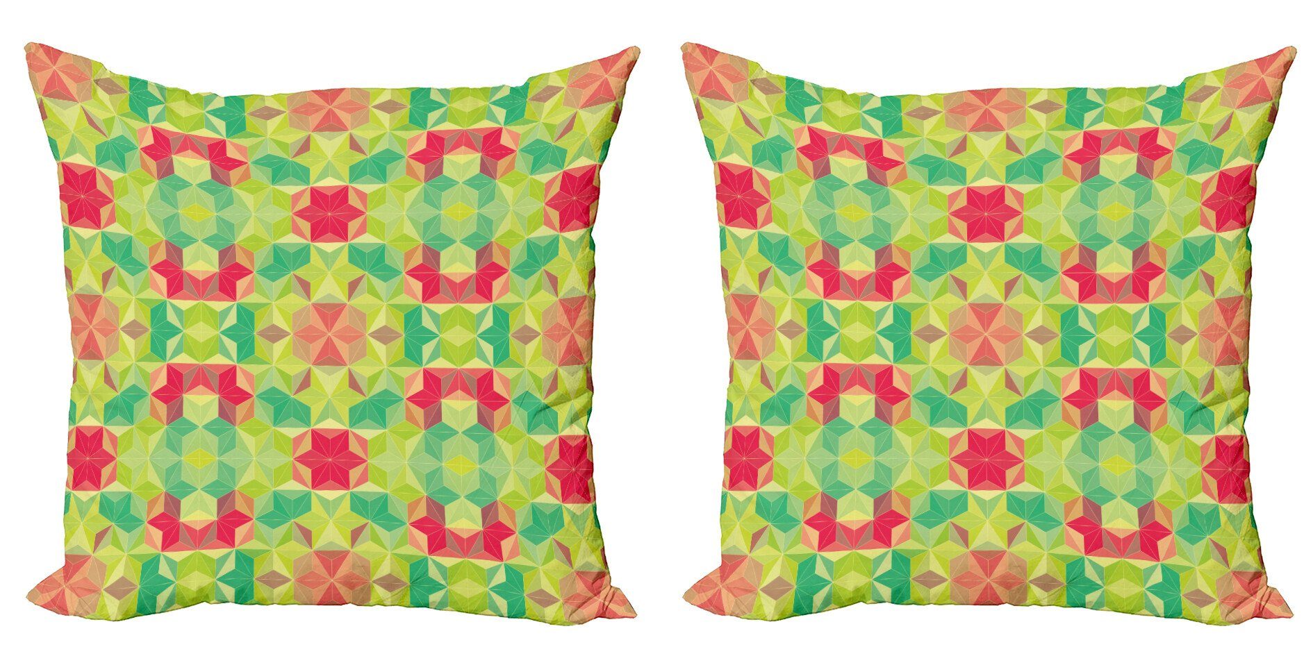 Kissenbezüge Modern Accent Doppelseitiger Digitaldruck, Abakuhaus (2 Stück), Abstrakt Mosaik-Würfel Hexagon