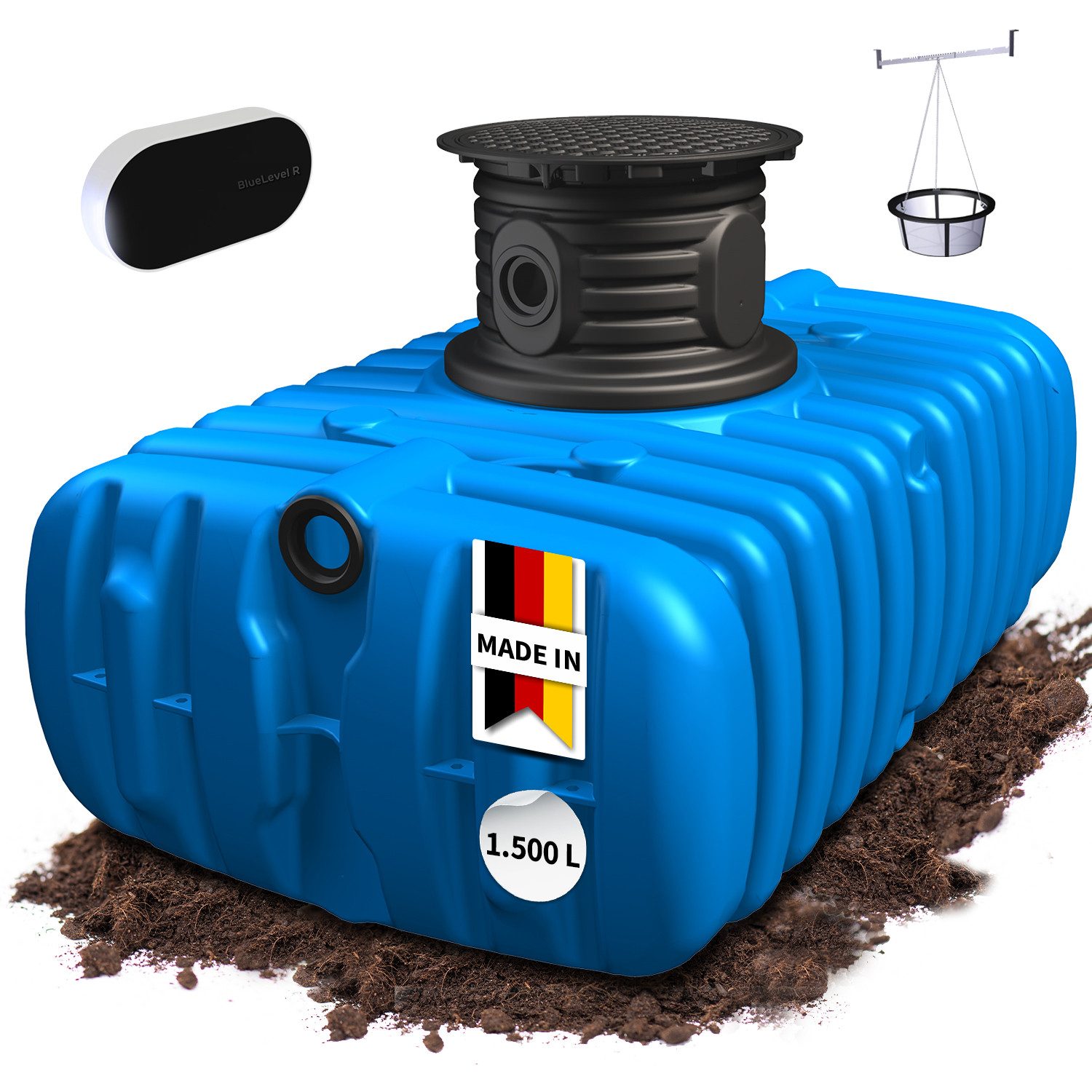 4rain Regenwassertank FLAT S Flachtank-Set Smart 1500 Liter, 1500 l