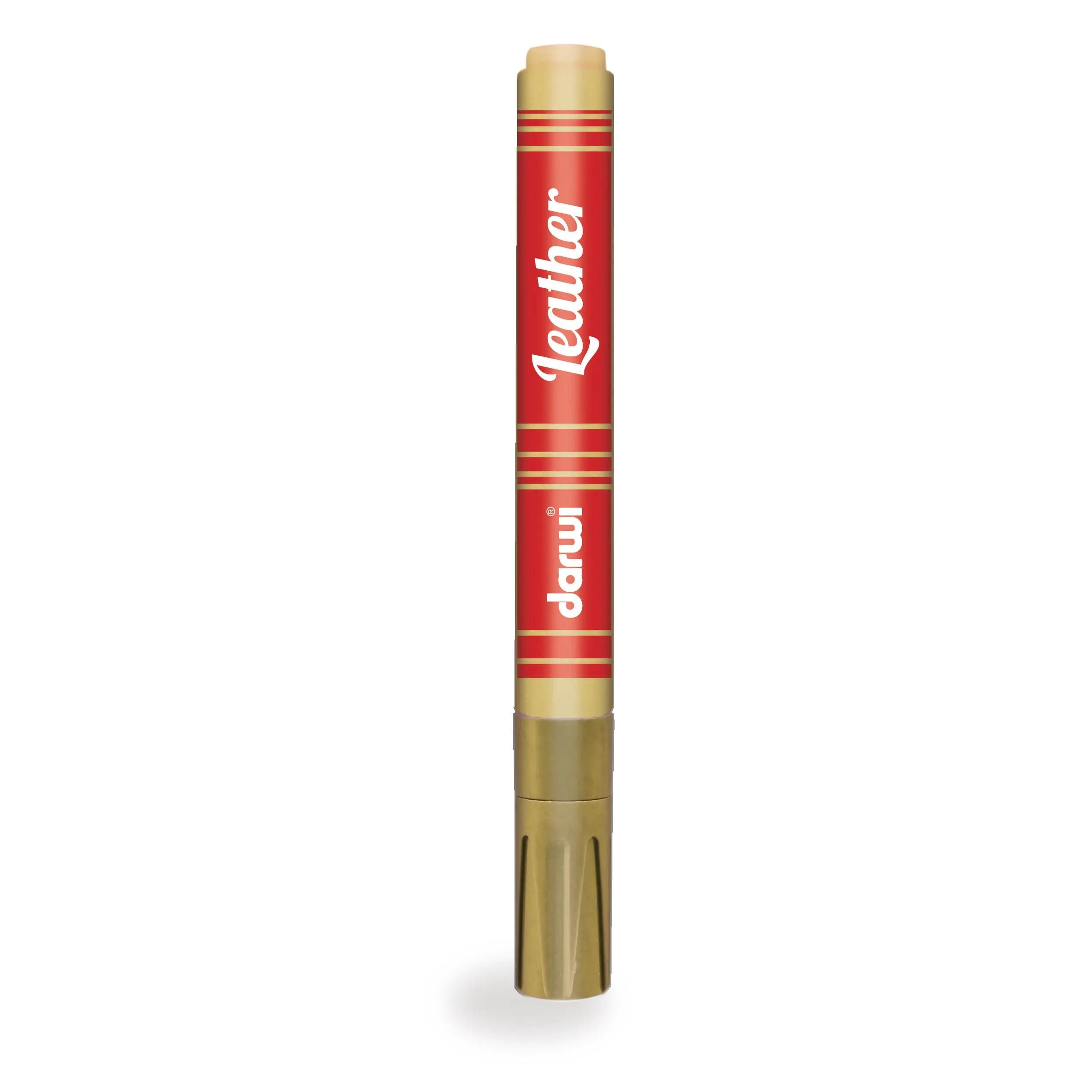 Darwi Marker 6x Ledermarker, Spitze 2mm, Inhalt 6ml, Gold - Gold DA0420013050C, DARWI