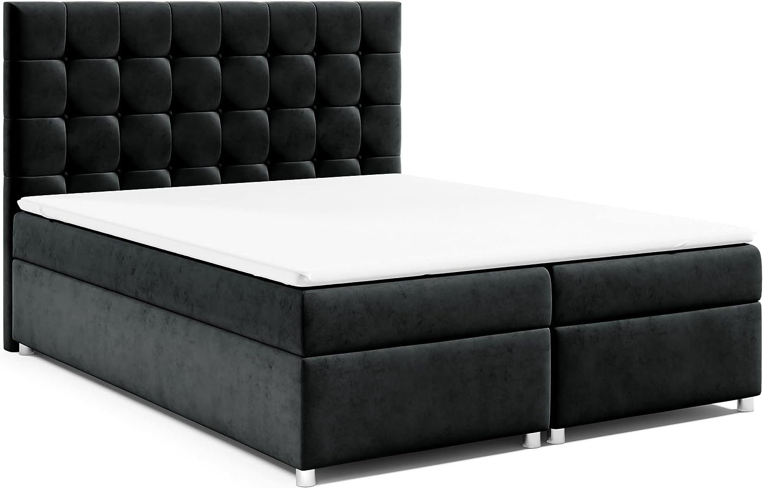 Best for Home Boxspringbett Trinity K9, mit Bettkasten und Topper Schwarz