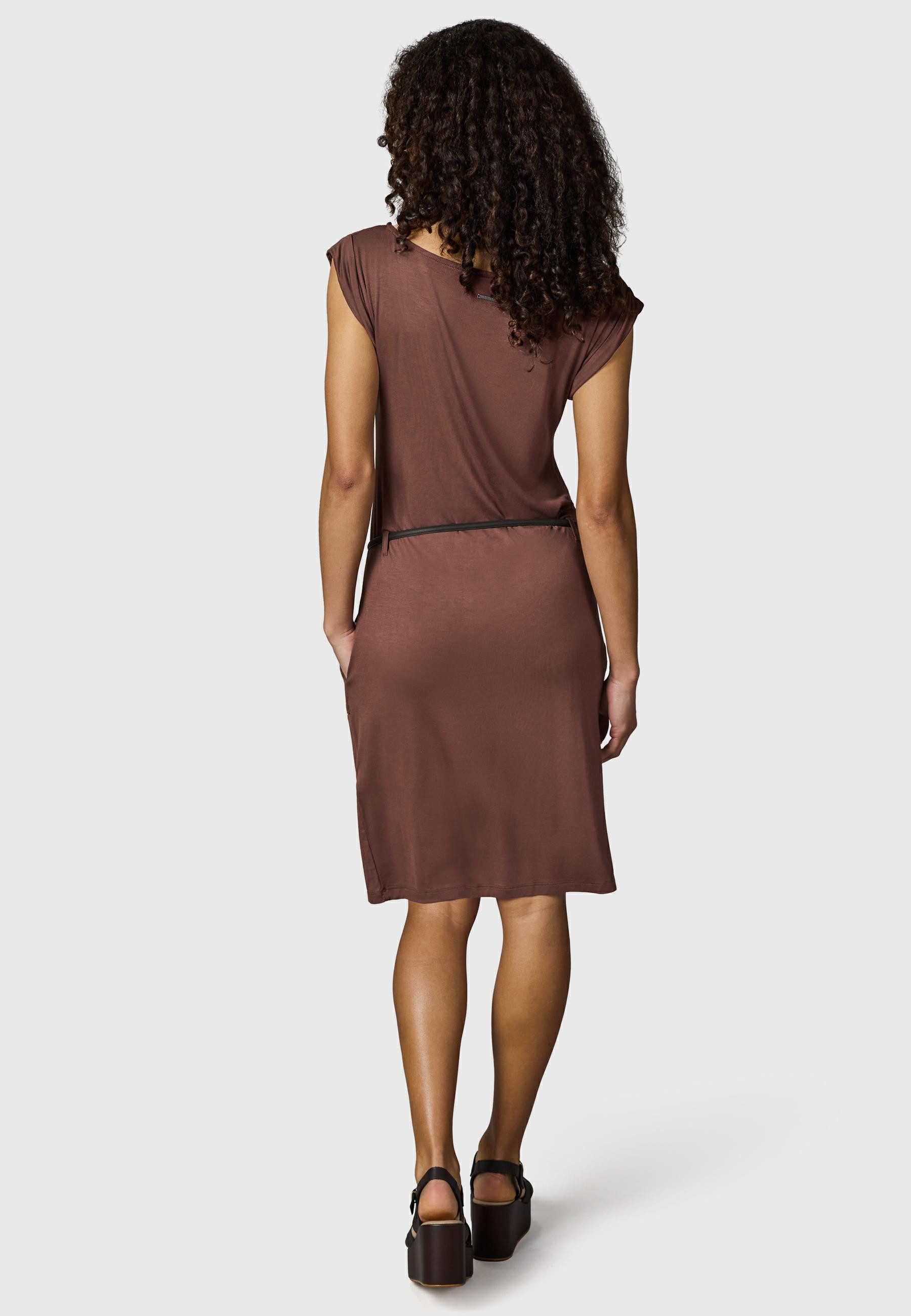 Ragwear Sommerkleid Tagg Damen Kurzarm-Kleid mit Taillengürtel und Taschen