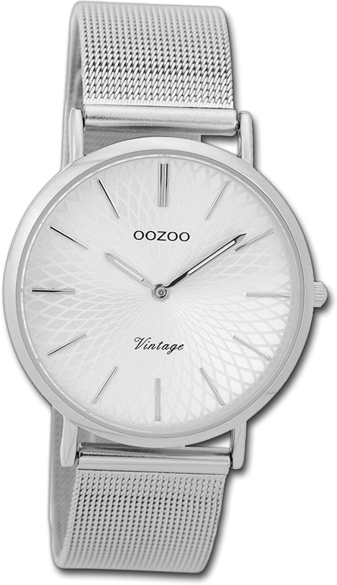 OOZOO Quarzuhr Oozoo Edelstahl Damen Uhr C9341 Quarzuhr, Damenuhr Edelstahlarmband silber, rundes Gehäuse, mittel (ca. 36mm)