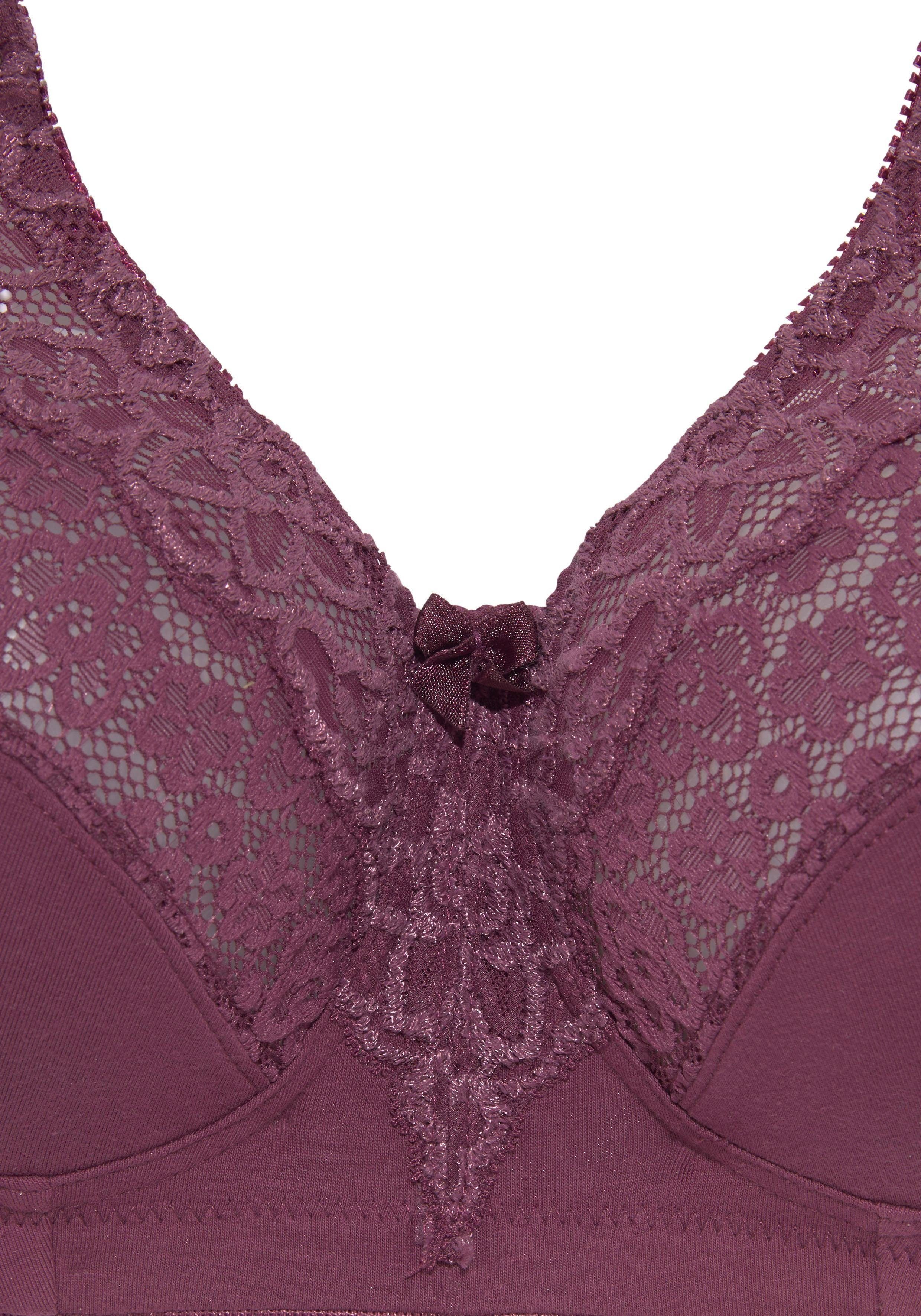 petite fleur by Lascana Entlastungs-BH, BH ohne Bügel, bügelloser BH, Komfort-BH, Baumwoll-BH (Packung, 2 Stück) mit breiten Trägern & Spitzeneinsätzen, große G – Bild 5 von 5